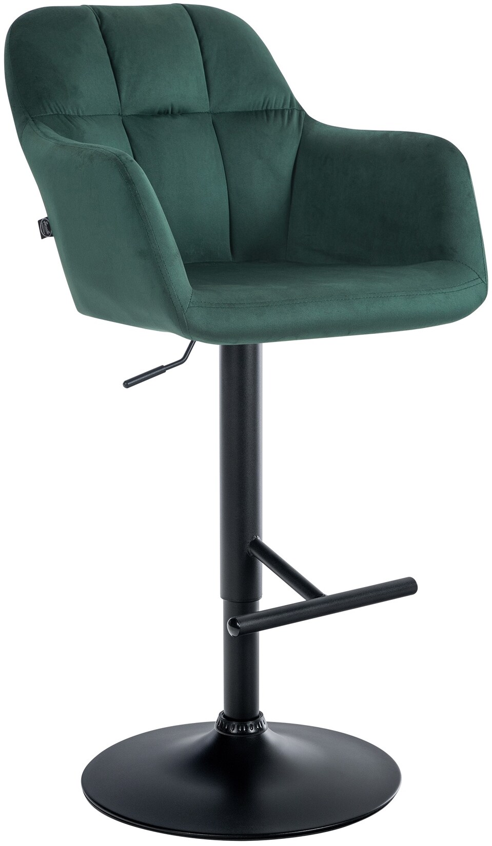 CLP Barhocker Natoma Samt I 360° Drehbar, Metallgestell Höhenverstellbar Mit Fußstütze I Tresenhocker Mit Gepolstertem Sitz Und Rücklehne