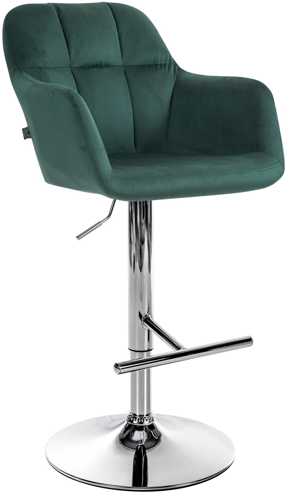 CLP Barhocker Natoma Samt I 360° Drehbar, Metallgestell Höhenverstellbar Mit Fußstütze I Tresenhocker Mit Gepolstertem Sitz Und Rücklehne
