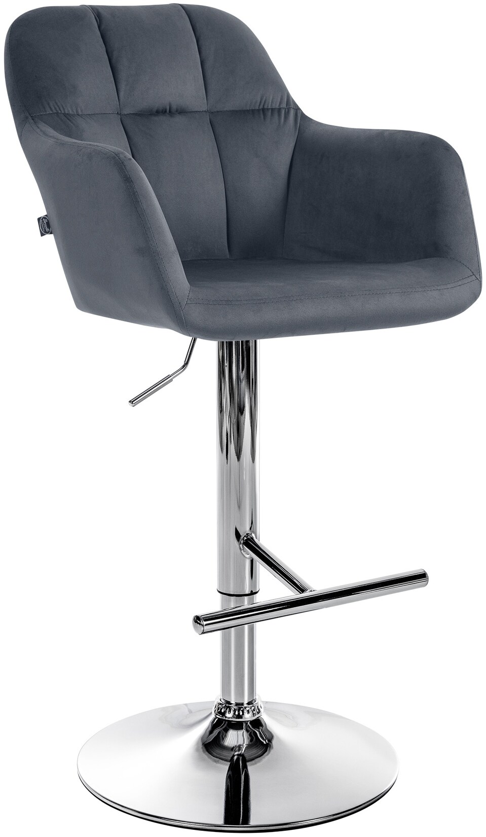 CLP Barhocker Natoma Samt I 360° Drehbar, Metallgestell Höhenverstellbar Mit Fußstütze I Tresenhocker Mit Gepolstertem Sitz Und Rücklehne