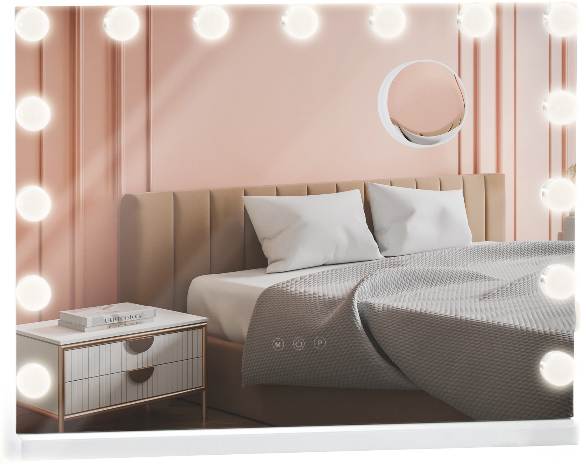 CLP Schminkspiegel Marlene I Kosmetikspiegel mit 10X Vergr&ouml;&szlig;erung I Hollywoodspiegel mit dimmbarer LED-Beleuchtung I 3 Licht-Modi - Bild 1