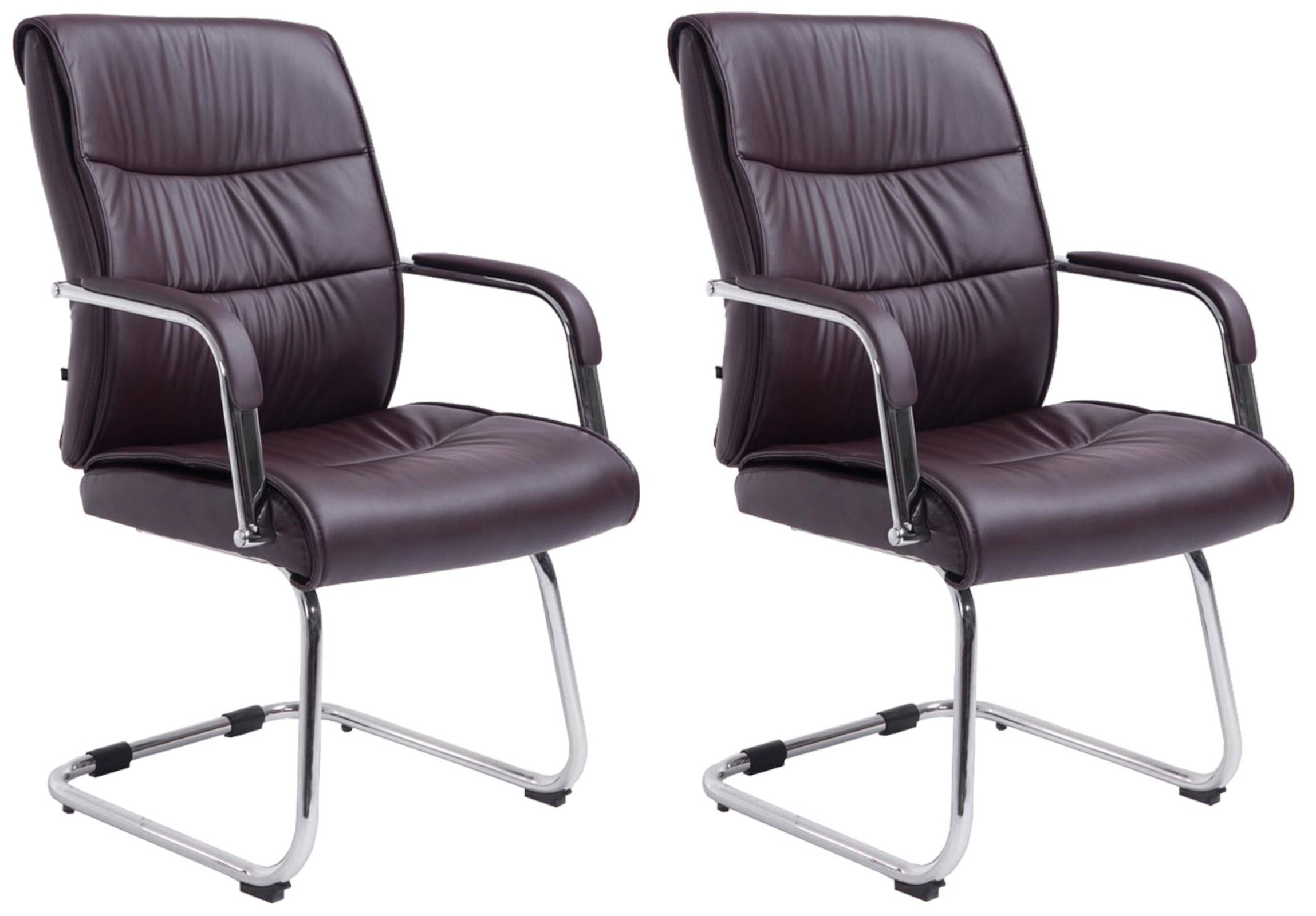 CLP 2er Set Freischwingerst&uuml;hle Sievert Mit Polsterung Und Kunstlederbezug I Konferenzst&uuml;hle Mit Armlehne - Bild 1