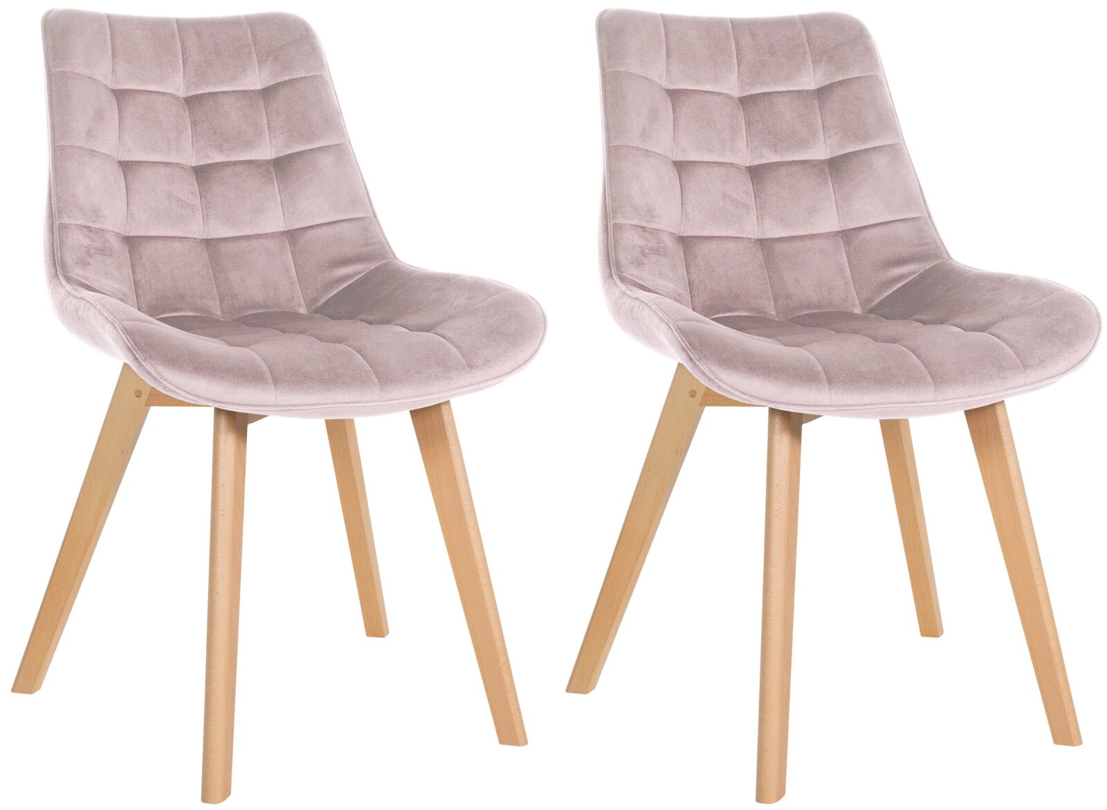 CLP 2er Set Stuhl Brook Samt I Esszimmerstuhl Mit Holzgestell I K&uuml;chenstuhl Mit Gesteppten Sitz I Gepolsterter Lehnstuhl - Bild 1