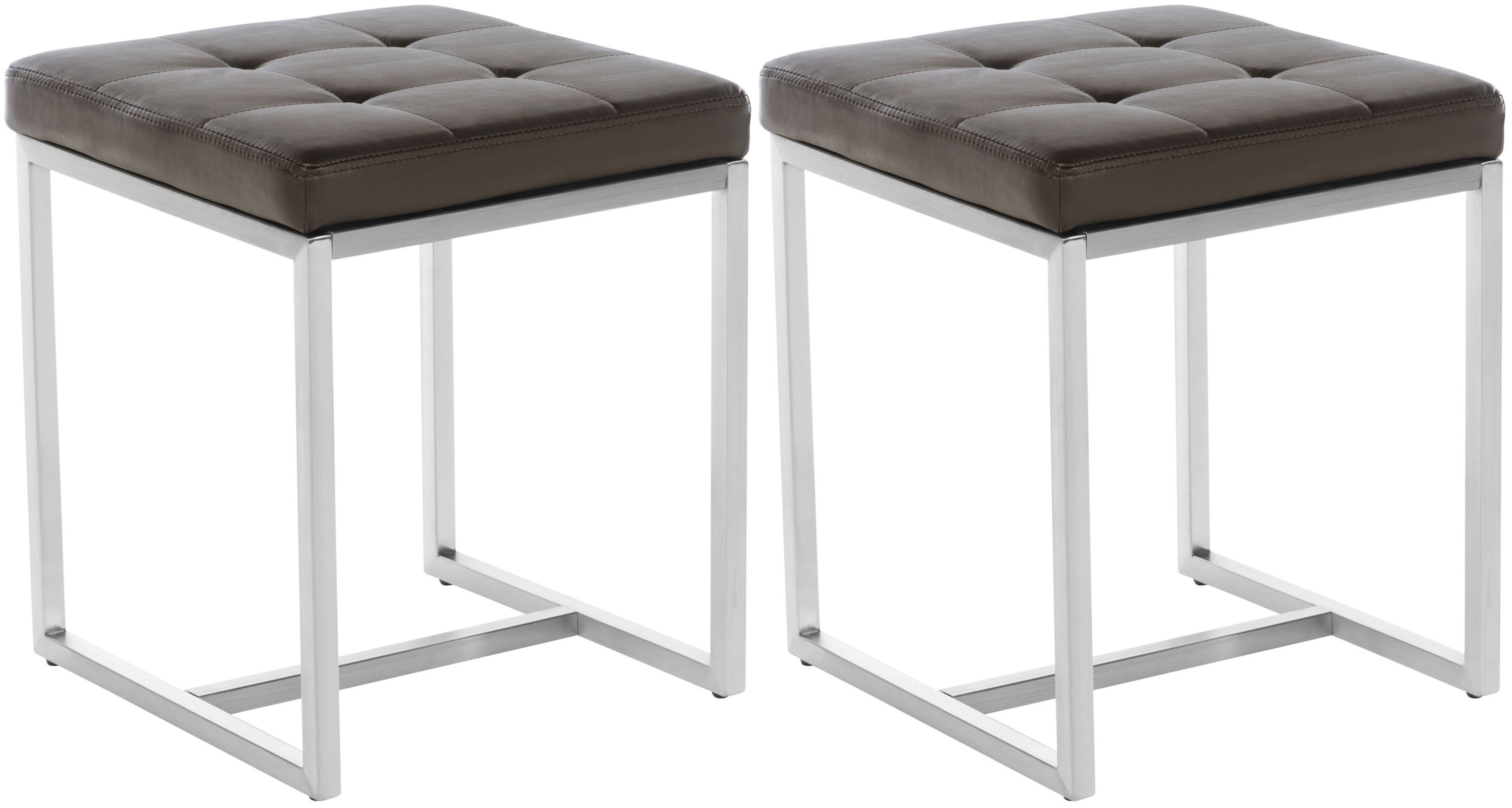 CLP 2er Set Edelstahl-Sitzhocker Barci Kunstleder I Moderne Hocker Mit Hochwertiger Polsterung Und Bodenschonern In Vielen Farben - Bild 1