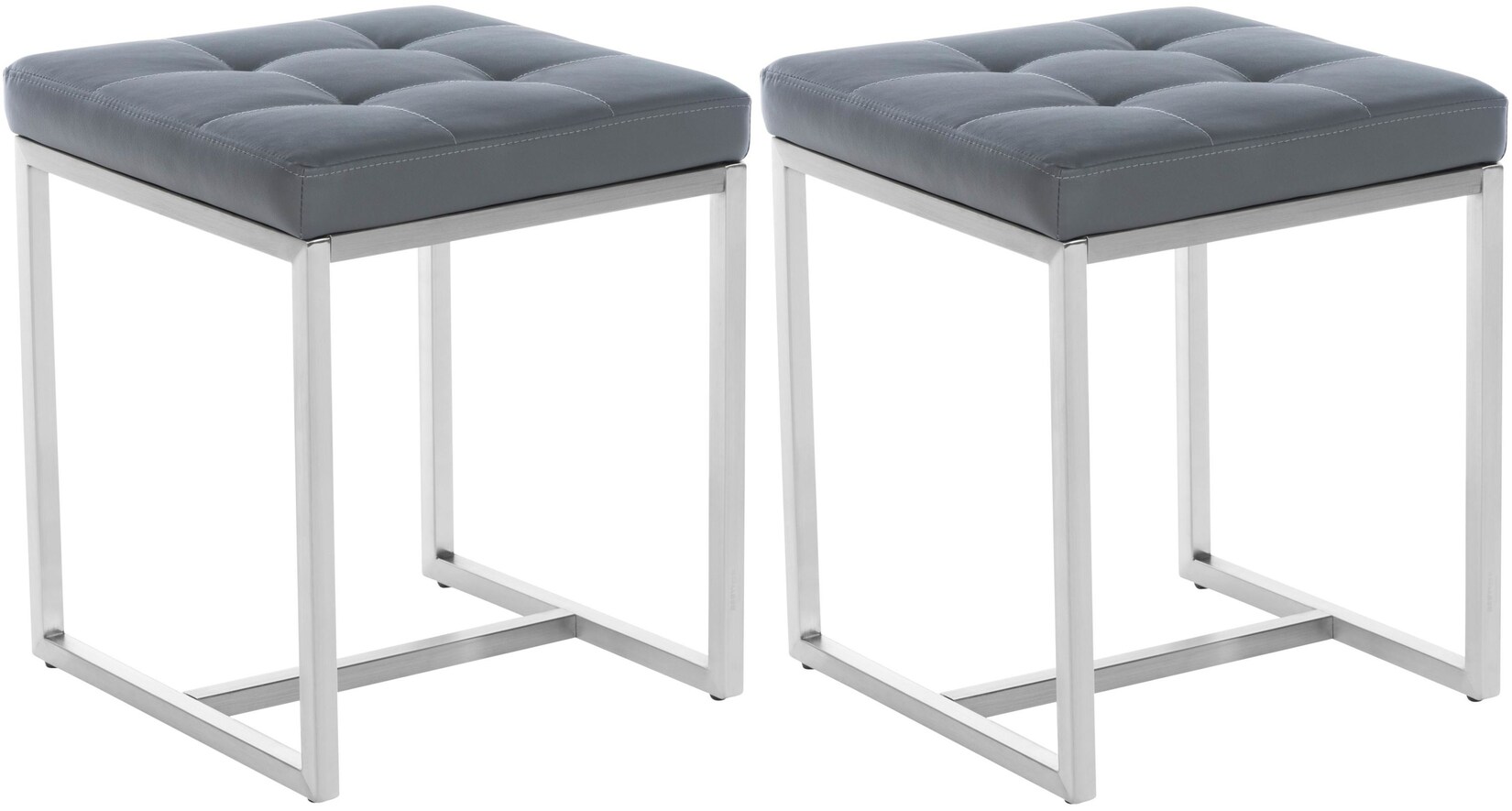 CLP 2er Set Edelstahl-Sitzhocker Barci Kunstleder I Moderne Hocker Mit Hochwertiger Polsterung Und Bodenschonern In Vielen Farben