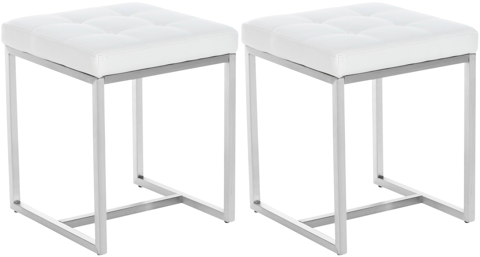 CLP 2er Set Edelstahl-Sitzhocker Barci Kunstleder I Moderne Hocker Mit Hochwertiger Polsterung Und Bodenschonern In Vielen Farben | 04255716301217
