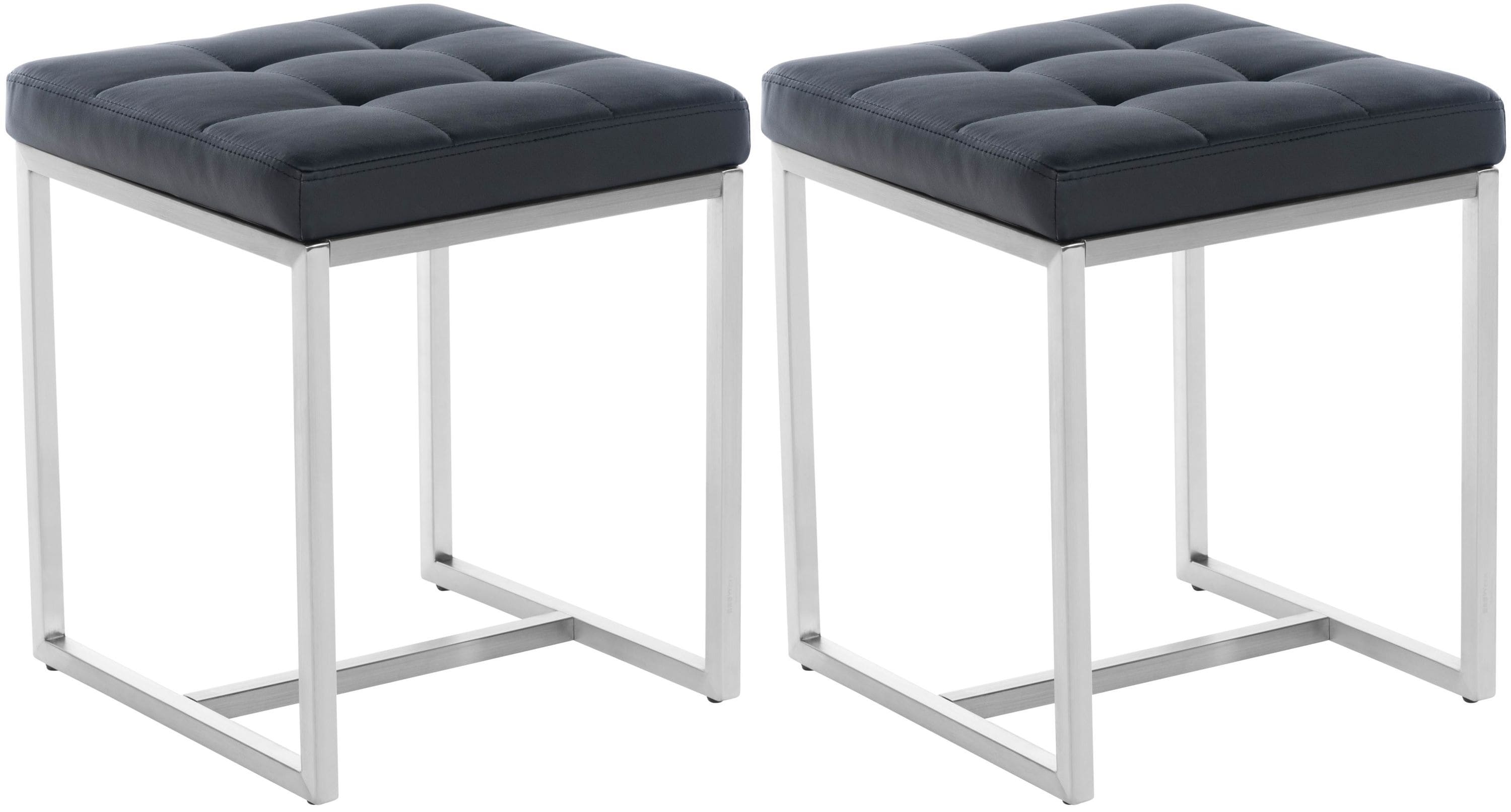 CLP 2er Set Edelstahl-Sitzhocker Barci Kunstleder I Moderne Hocker Mit Hochwertiger Polsterung Und Bodenschonern In Vielen Farben - Bild 1