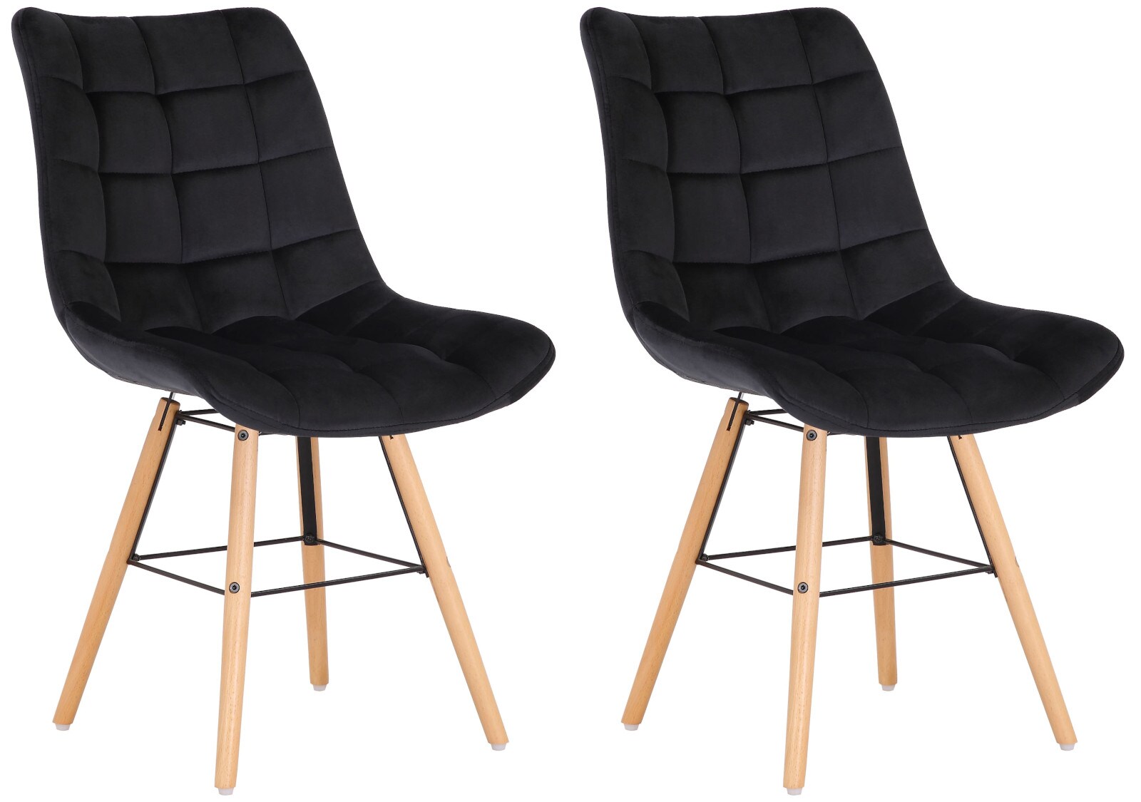 CLP 2er Set Stühle Leni Samt I Polsterstühle Mit Gestepptem Sitz Und Samtbezug I Lehnstühle Mit Einem Gestell Aus Holz Und Metall
