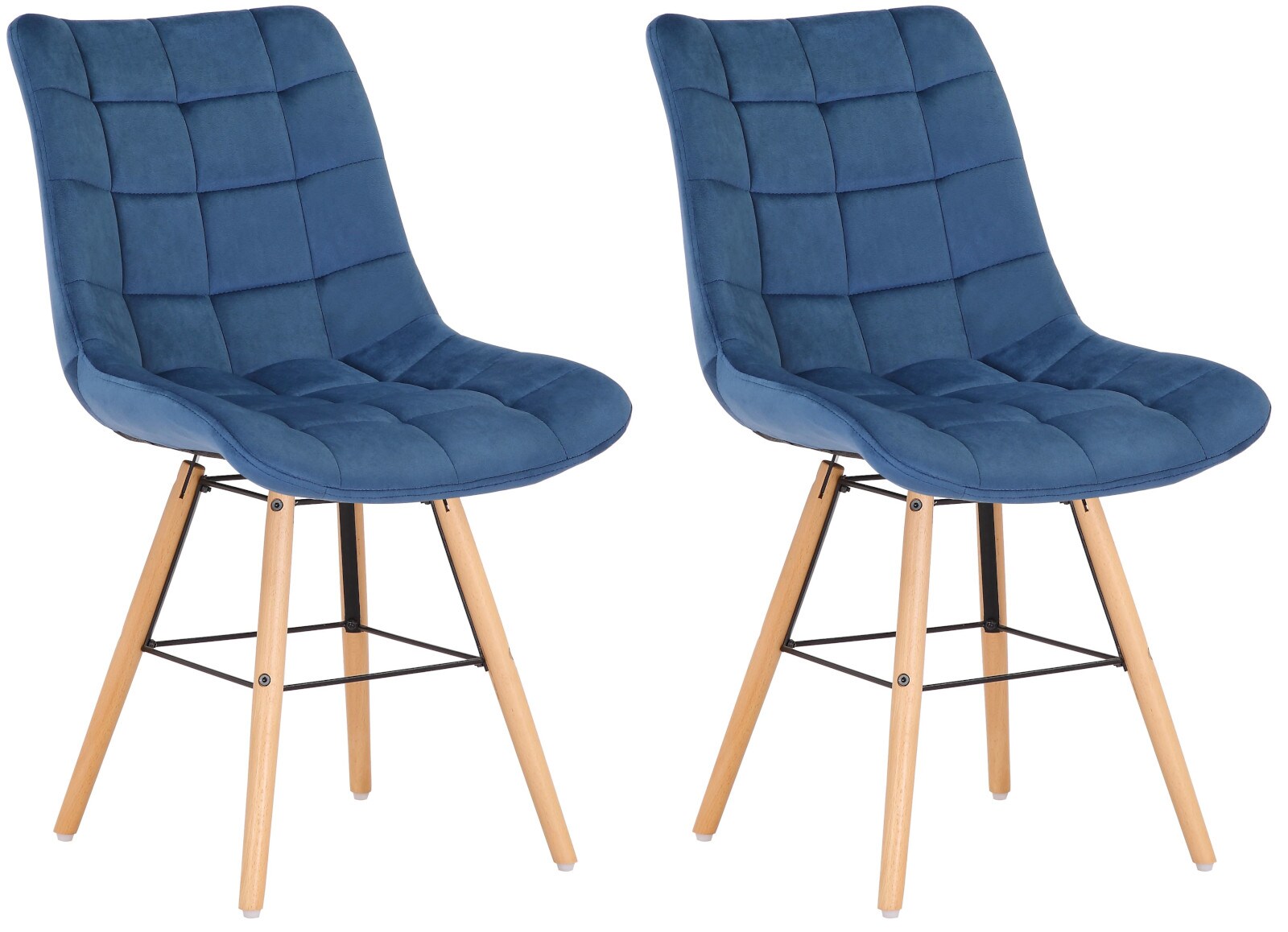 CLP 2er Set Stühle Leni Samt I Polsterstühle Mit Gestepptem Sitz Und Samtbezug I Lehnstühle Mit Einem Gestell Aus Holz Und Metall