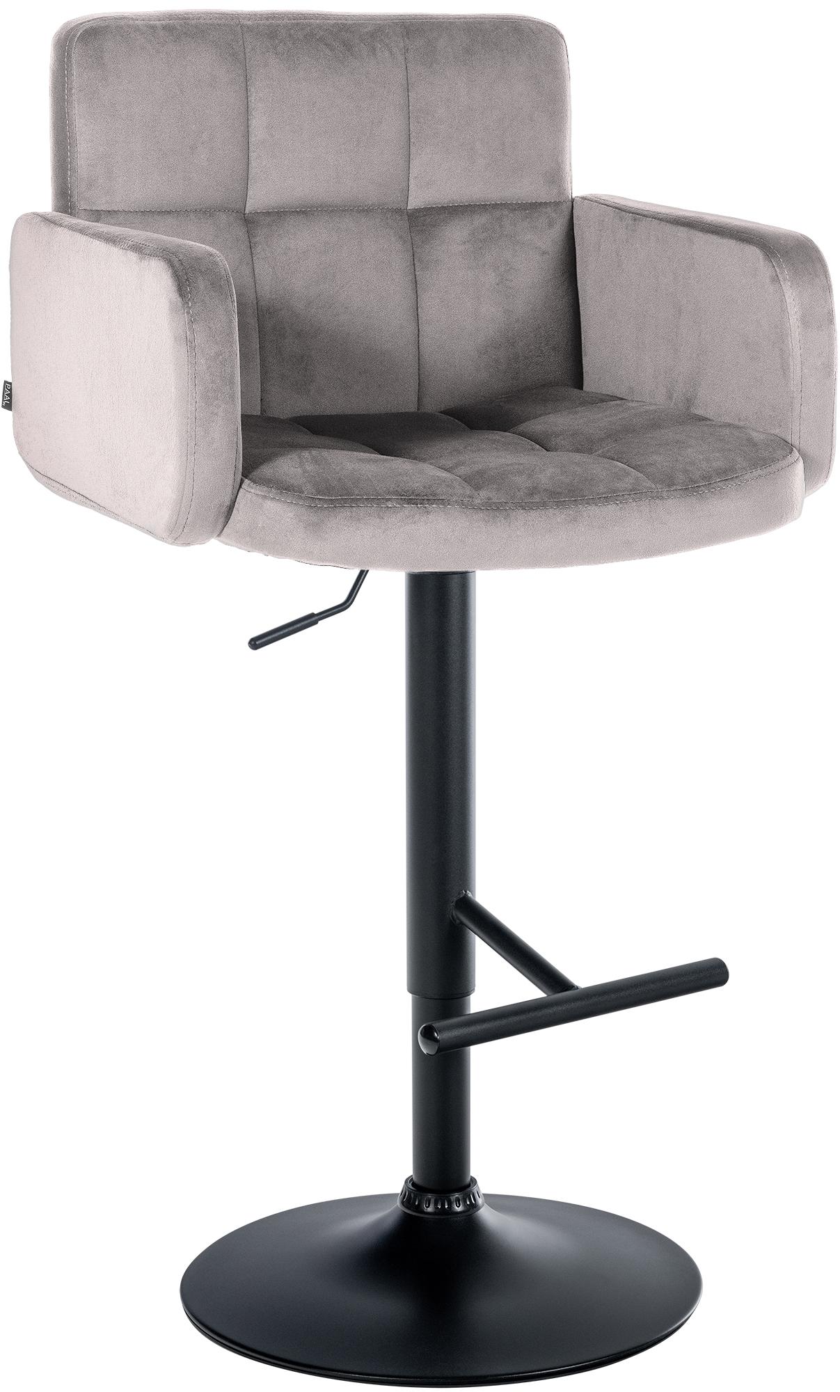 CLP Barhocker Los Angeles Samt | H&ouml;henverstellbarer Barstuhl Mit Drehbarem Sitz | Bistrohocker Mit Metallgestell Und Fu&szlig;st&uuml;tze - Bild 1
