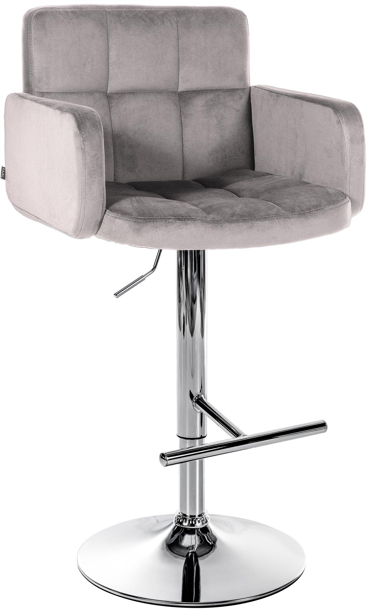 CLP Barhocker Los Angeles Samt | H&ouml;henverstellbarer Barstuhl Mit Drehbarem Sitz | Bistrohocker Mit Metallgestell Und Fu&szlig;st&uuml;tze - Bild 1