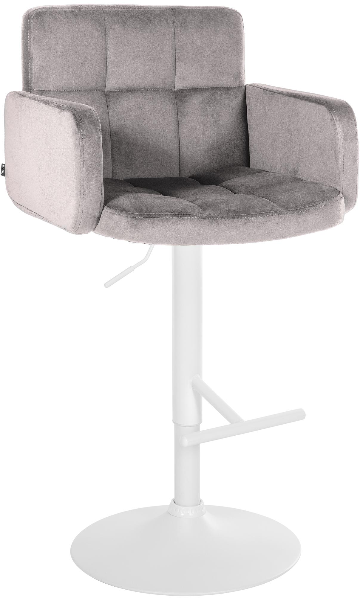 CLP Barhocker Los Angeles Samt | H&ouml;henverstellbarer Barstuhl Mit Drehbarem Sitz | Bistrohocker Mit Metallgestell Und Fu&szlig;st&uuml;tze - Bild 1