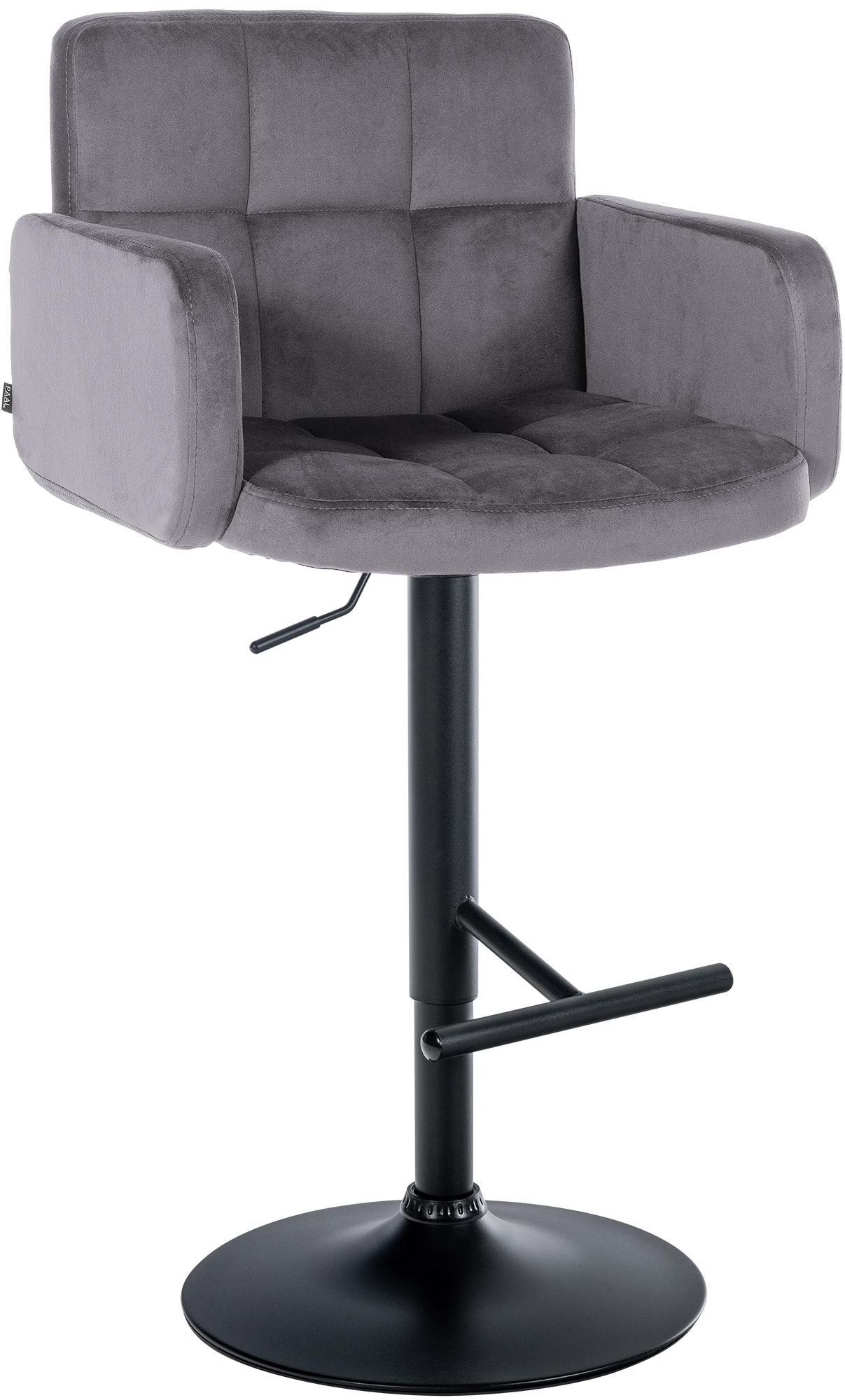 CLP Barhocker Los Angeles Samt | H&ouml;henverstellbarer Barstuhl Mit Drehbarem Sitz | Bistrohocker Mit Metallgestell Und Fu&szlig;st&uuml;tze - Bild 1