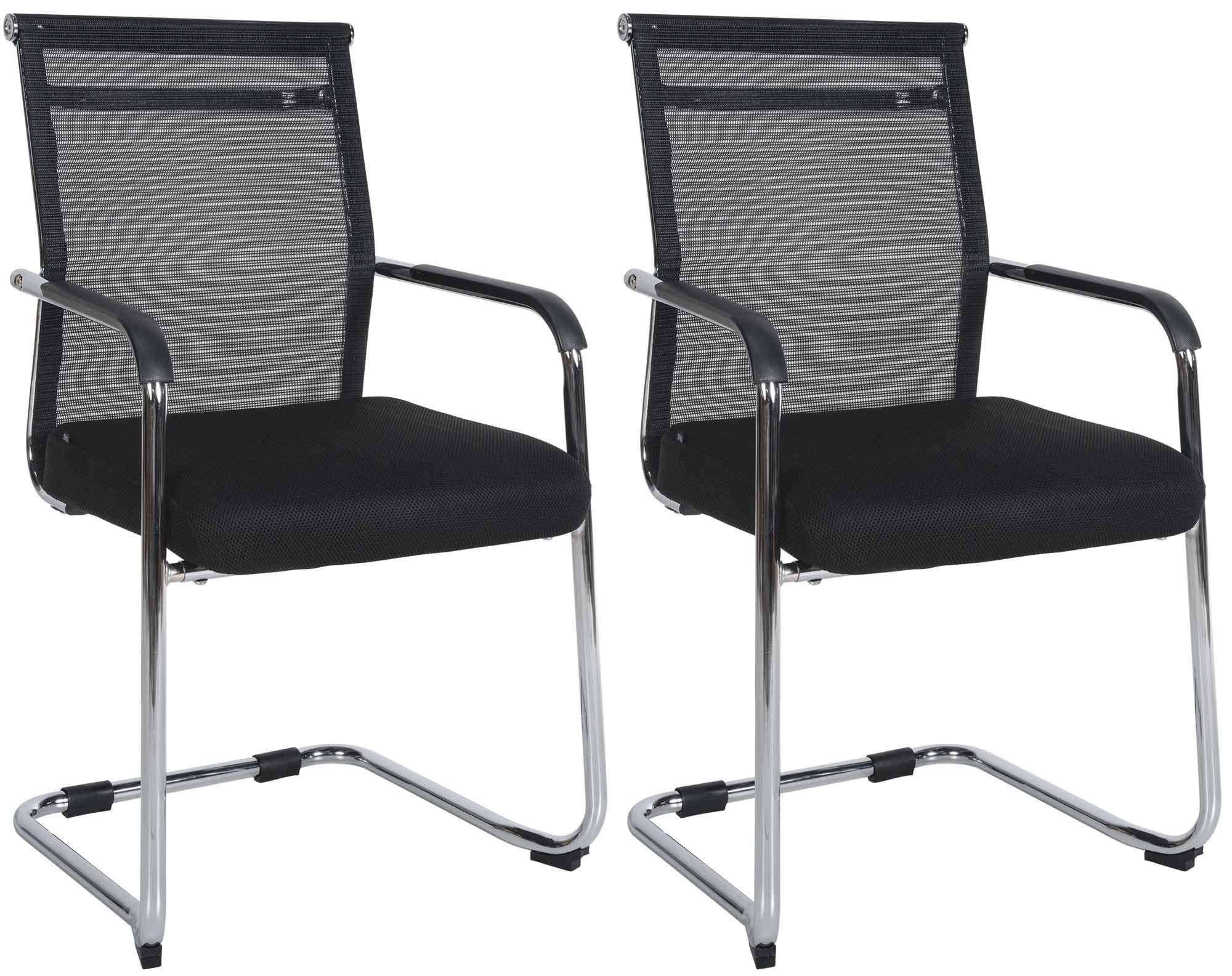 CLP 2er Set Besucherst&uuml;hle Denny Mit Polsterung Und Netzbezug I Freischwinger Mit Metallgestell Und Armlehnen - Bild 1