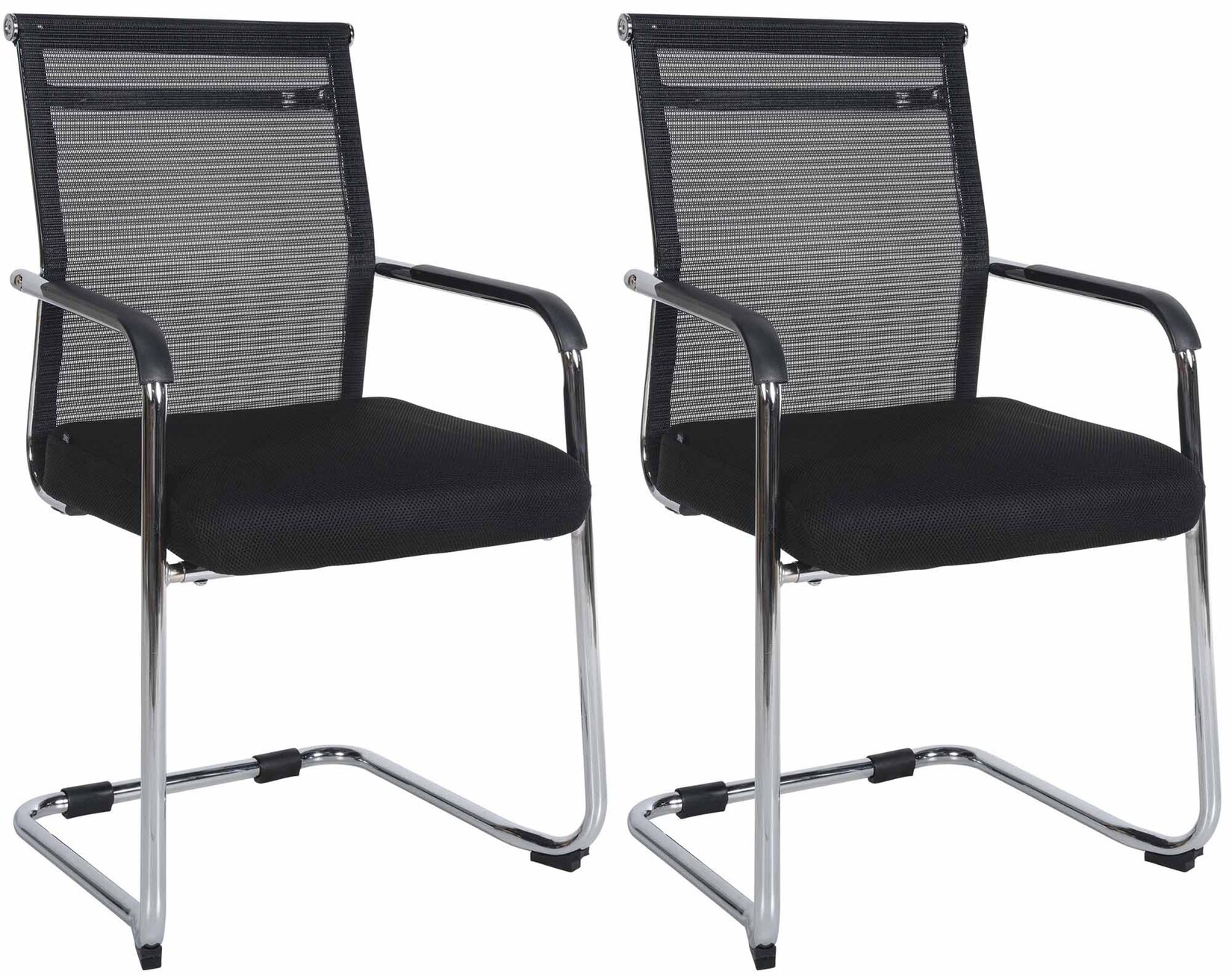 CLP 2er Set Besucherstühle Denny Mit Polsterung Und Netzbezug I Freischwinger Mit Metallgestell Und Armlehnen | 04255716303013