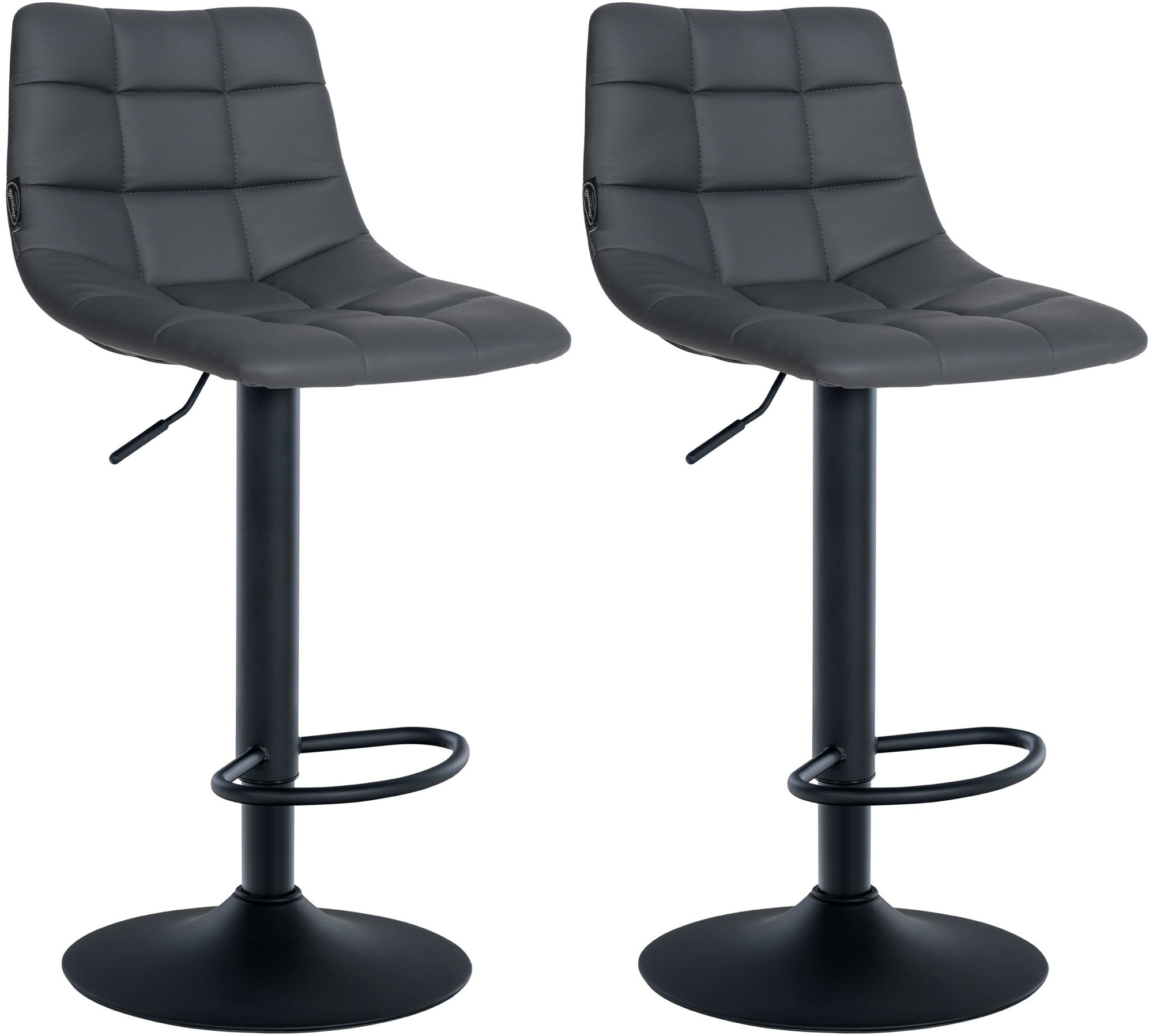 CLP 2er Set Barhocker Jerry Kunstleder I H&ouml;henverstellbarer Barstuhl I 360&deg; Drehstuhl Mit R&uuml;ckenlehne I Hocker Mit Fu&szlig;ablage - Bild 1