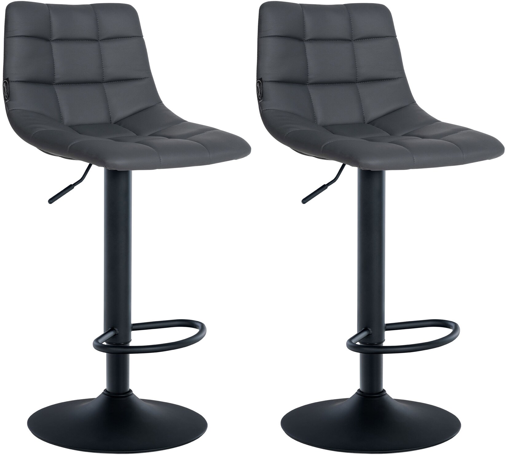 CLP 2er Set Barhocker Jerry Kunstleder I Höhenverstellbarer Barstuhl I 360° Drehstuhl Mit Rückenlehne I Hocker Mit Fußablage | 04255716303433