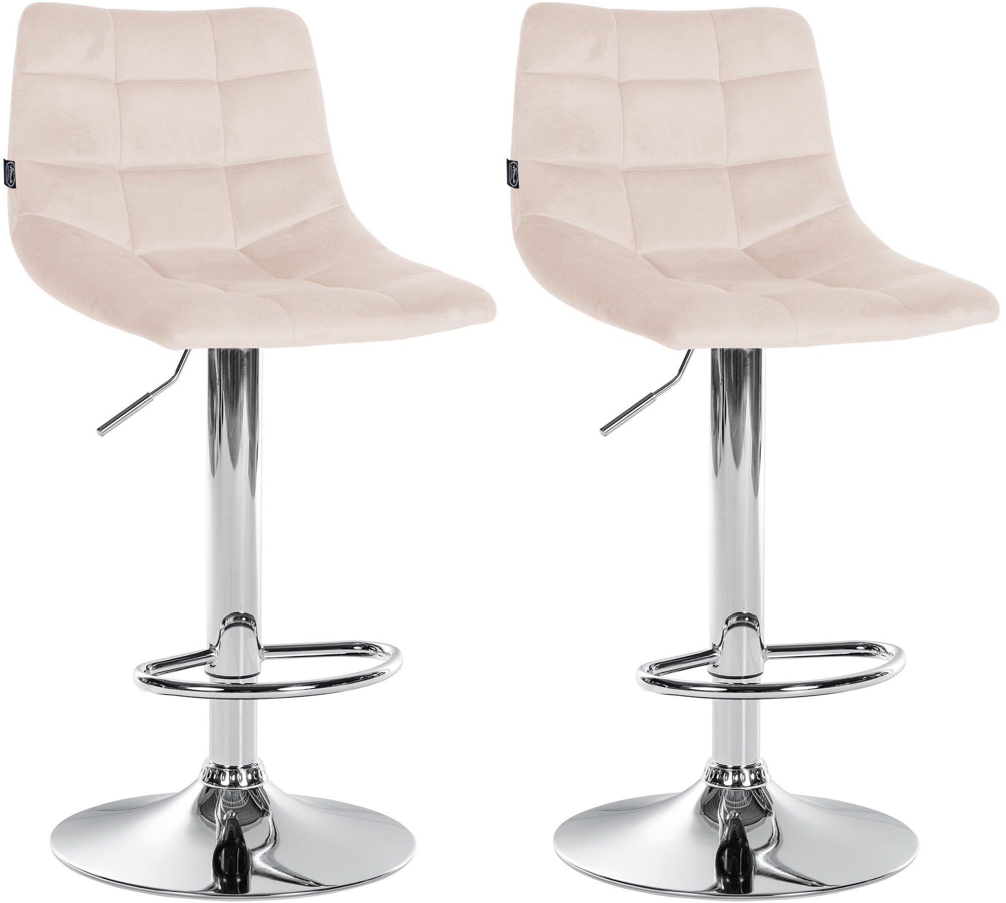 CLP 2er Set Barhocker Jerry Samt I H&ouml;henverstellbarer Barstuhl I 360&deg; Drehstuhl Mit R&uuml;ckenlehne I Hocker Mit Fu&szlig;ablage - Bild 1
