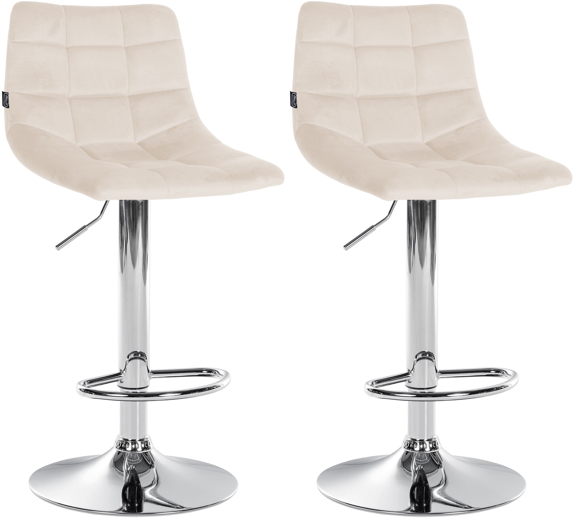 CLP 2er Set Barhocker Jerry Samt I H&ouml;henverstellbarer Barstuhl I 360&deg; Drehstuhl Mit R&uuml;ckenlehne I Hocker Mit Fu&szlig;ablage - Bild 1