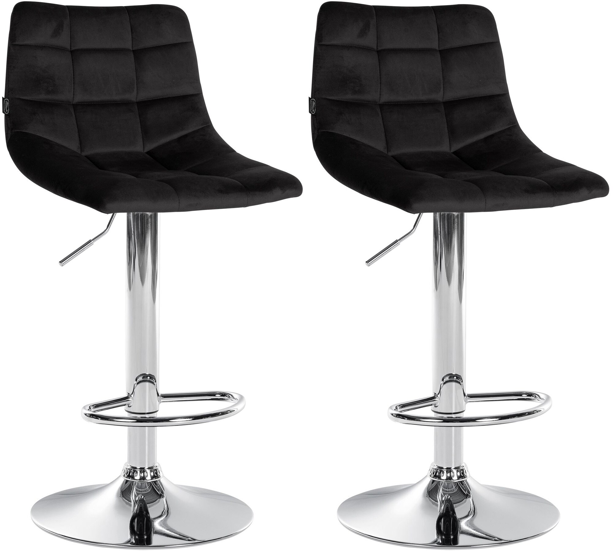 CLP 2er Set Barhocker Jerry Samt I H&ouml;henverstellbarer Barstuhl I 360&deg; Drehstuhl Mit R&uuml;ckenlehne I Hocker Mit Fu&szlig;ablage - Bild 1