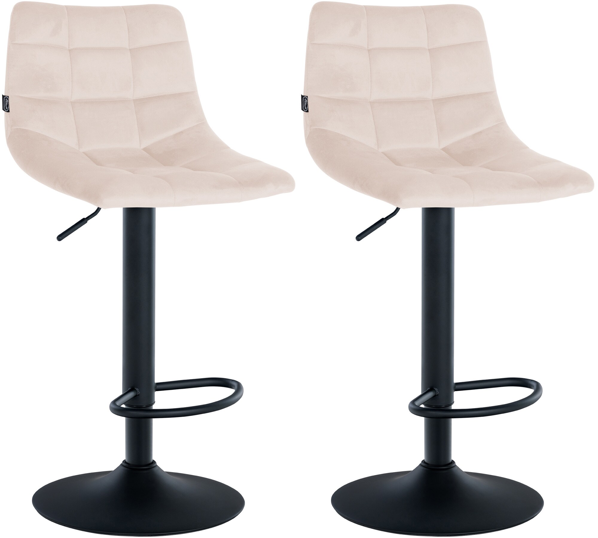 CLP 2er Set Barhocker Jerry Samt I H&ouml;henverstellbarer Barstuhl I 360&deg; Drehstuhl Mit R&uuml;ckenlehne I Hocker Mit Fu&szlig;ablage - Bild 1