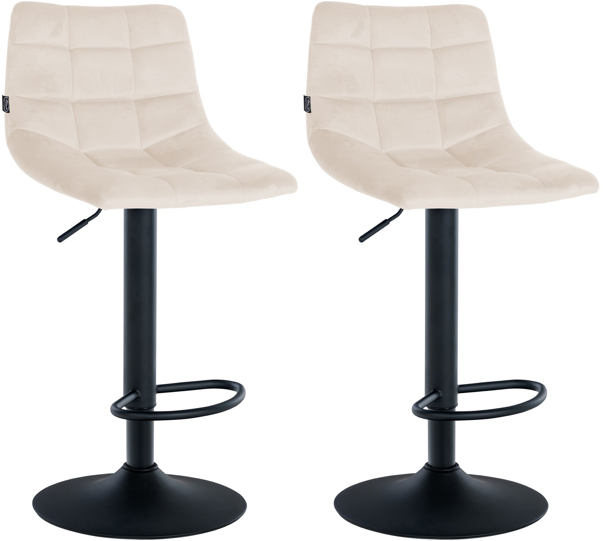 CLP 2er Set Barhocker Jerry Samt I H&ouml;henverstellbarer Barstuhl I 360&deg; Drehstuhl Mit R&uuml;ckenlehne I Hocker Mit Fu&szlig;ablage - Bild 1