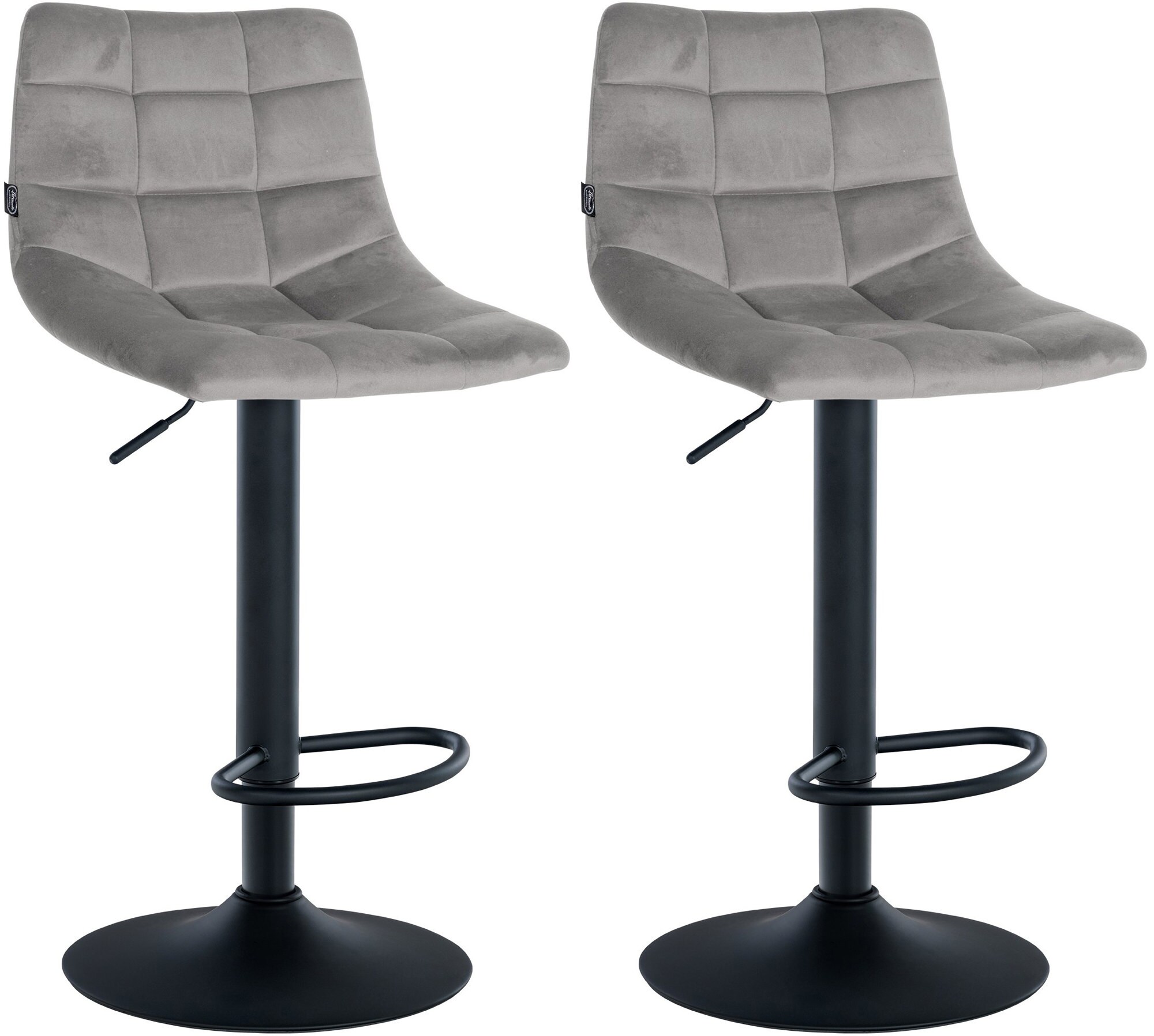 CLP 2er Set Barhocker Jerry Samt I H&ouml;henverstellbarer Barstuhl I 360&deg; Drehstuhl Mit R&uuml;ckenlehne I Hocker Mit Fu&szlig;ablage - Bild 1