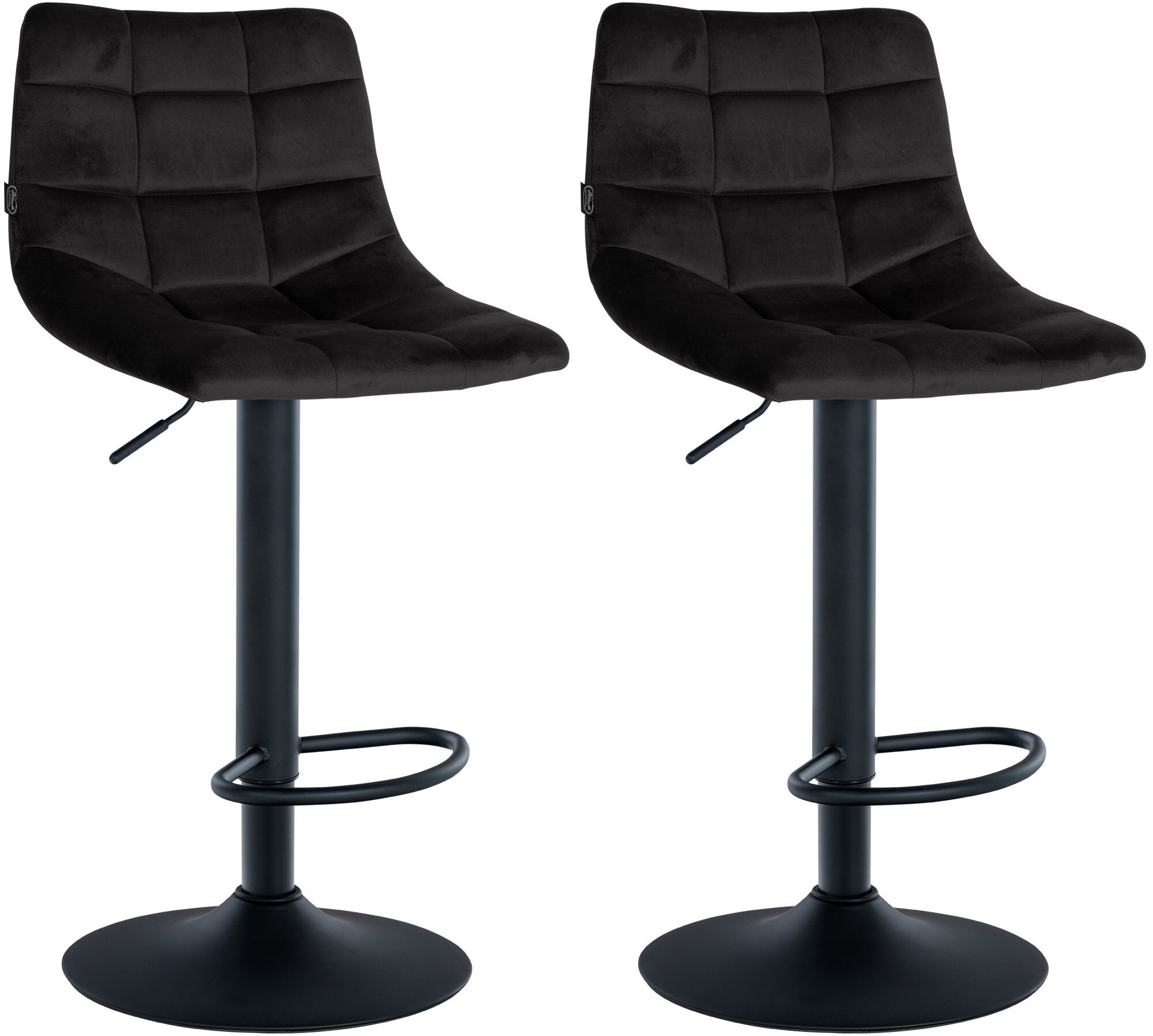 CLP 2er Set Barhocker Jerry Samt I H&ouml;henverstellbarer Barstuhl I 360&deg; Drehstuhl Mit R&uuml;ckenlehne I Hocker Mit Fu&szlig;ablage - Bild 1