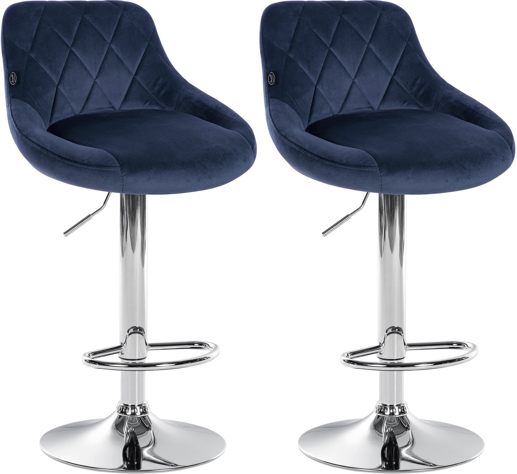 CLP 2er Set Barhocker Lazio Mit Samtbezug I Drehbarer Thekenhocker Mit Fußstütze I Höhenverstellbarer Barstuhl Mit Trompetenfuß