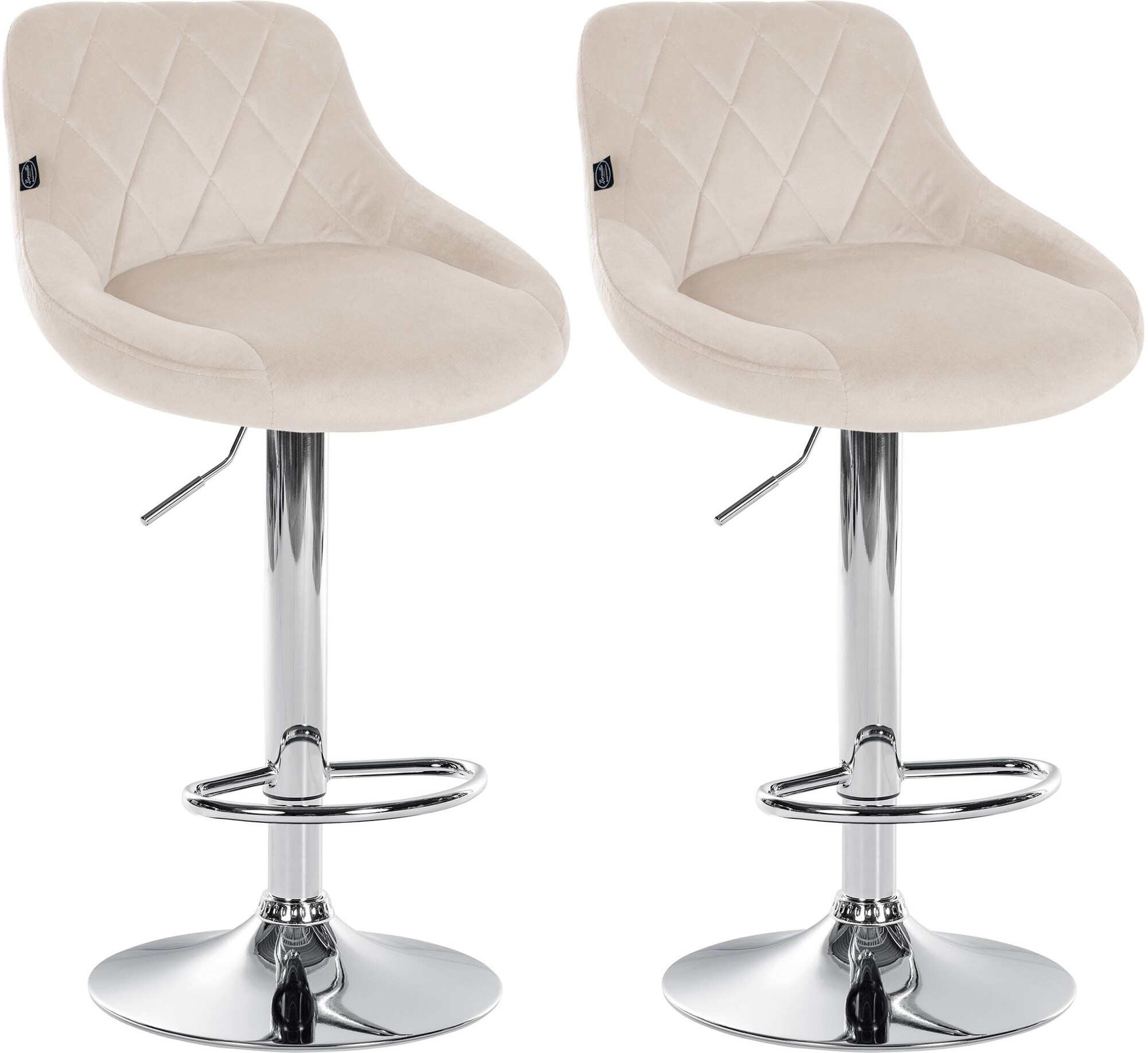 CLP 2er Set Barhocker Lazio Mit Samtbezug I Drehbarer Thekenhocker Mit Fu&szlig;st&uuml;tze I H&ouml;henverstellbarer Barstuhl Mit Trompetenfu&szlig; - Bild 1