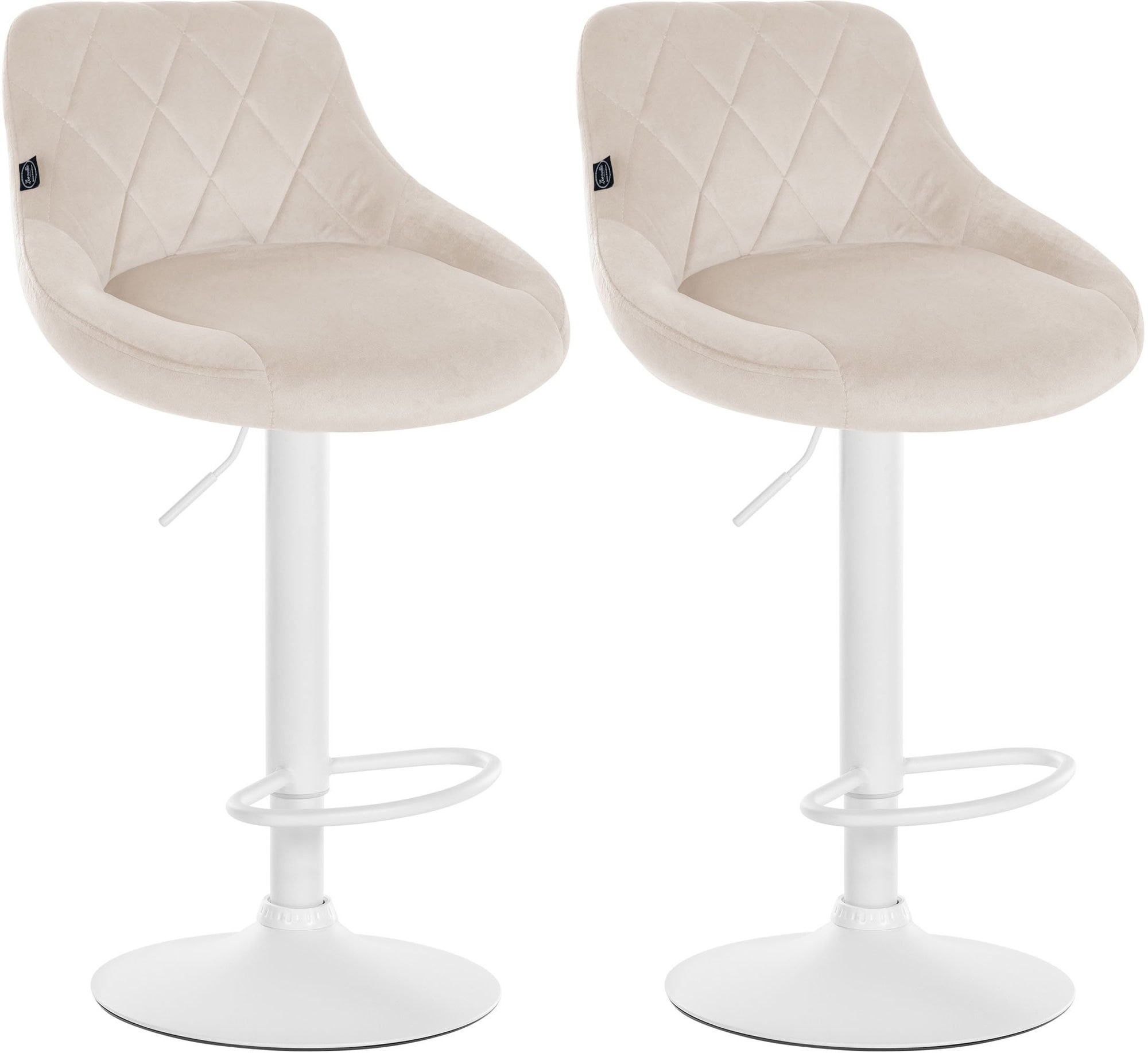 CLP 2er Set Barhocker Lazio Mit Samtbezug I Drehbarer Thekenhocker Mit Fu&szlig;st&uuml;tze I H&ouml;henverstellbarer Barstuhl Mit Trompetenfu&szlig; - Bild 1