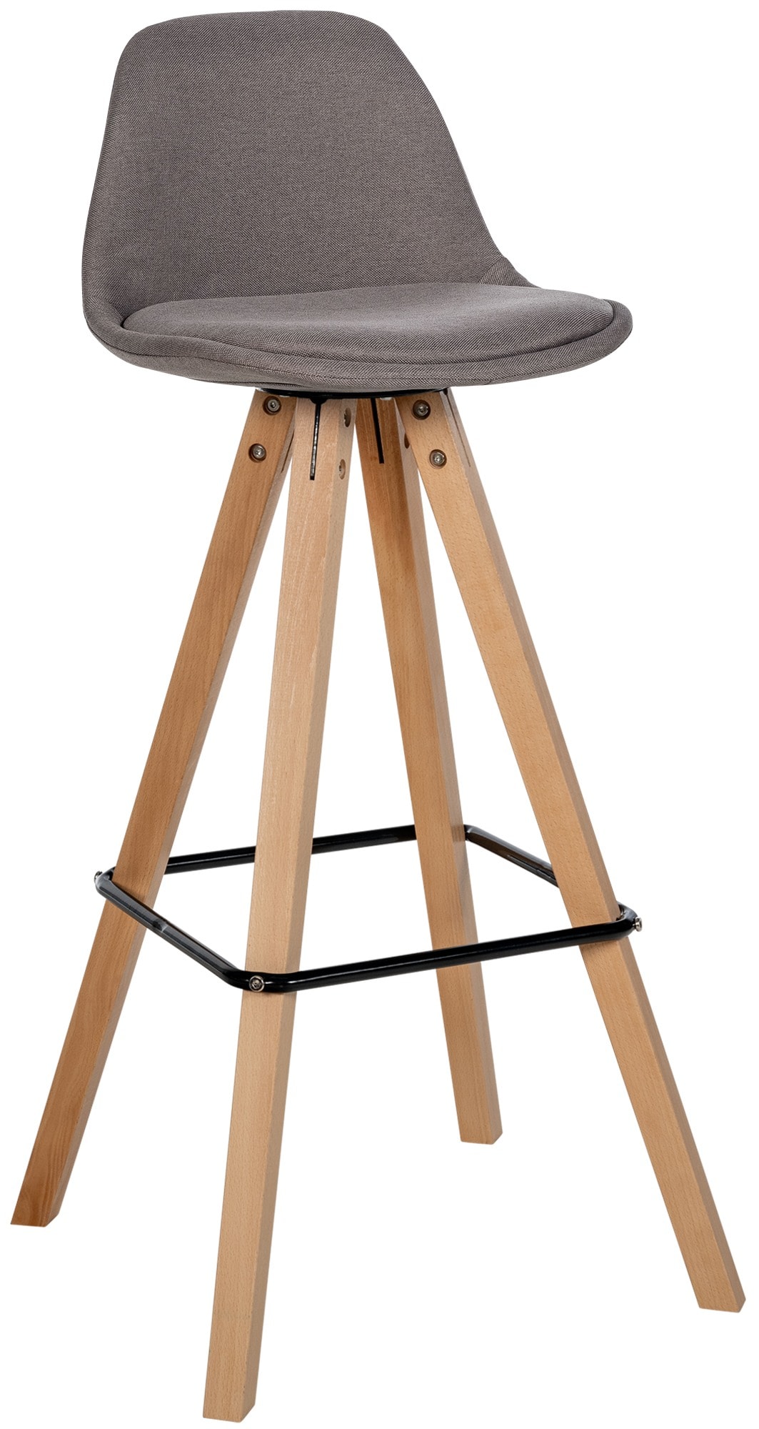 CLP Barhocker modern Corbin Square, gepolstert mit R&uuml;ckenlehne, Holzgestell Buche, Fu&szlig;st&uuml;tze, Tresenhocker f&uuml;r K&uuml;che und Hausbar - Bild 1