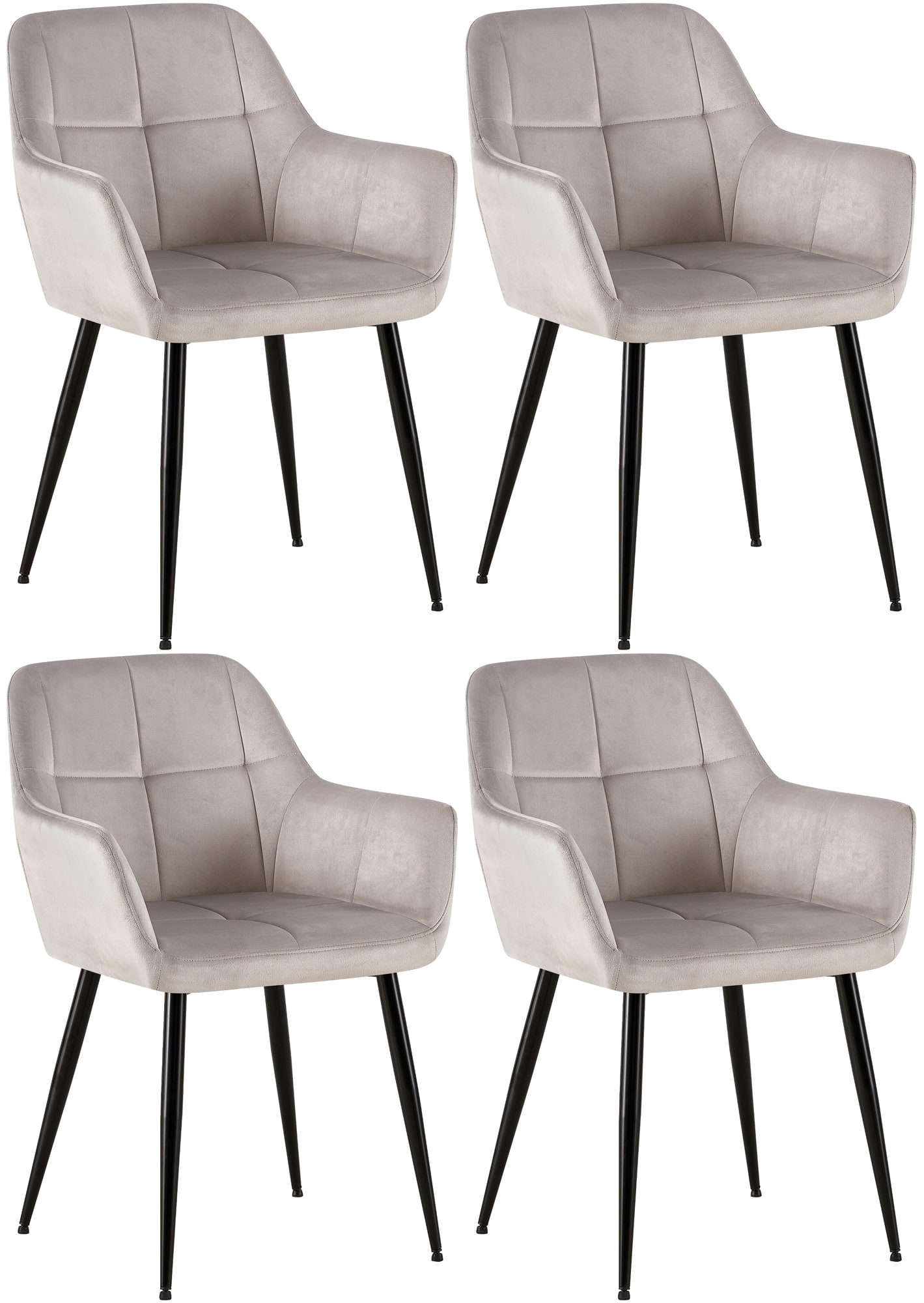 CLP 4er Set Esszimmerst&uuml;hle Emia Mit Samtbezug I Polsterstuhl Mit Metallgestell I K&uuml;chenstuhl Mit Bodenschonern - Bild 1