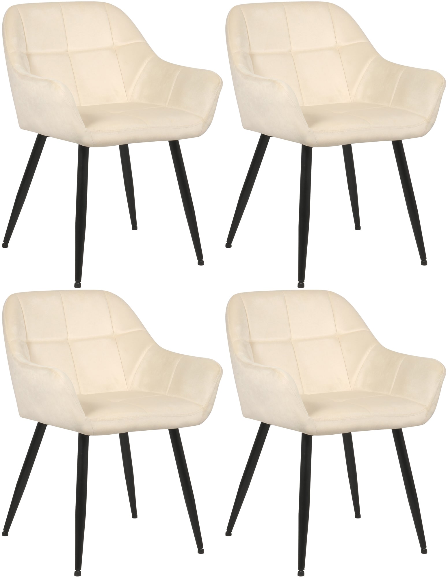 CLP 4er Set Esszimmerst&uuml;hle Emia Mit Samtbezug I Polsterstuhl Mit Metallgestell I K&uuml;chenstuhl Mit Bodenschonern - Bild 1