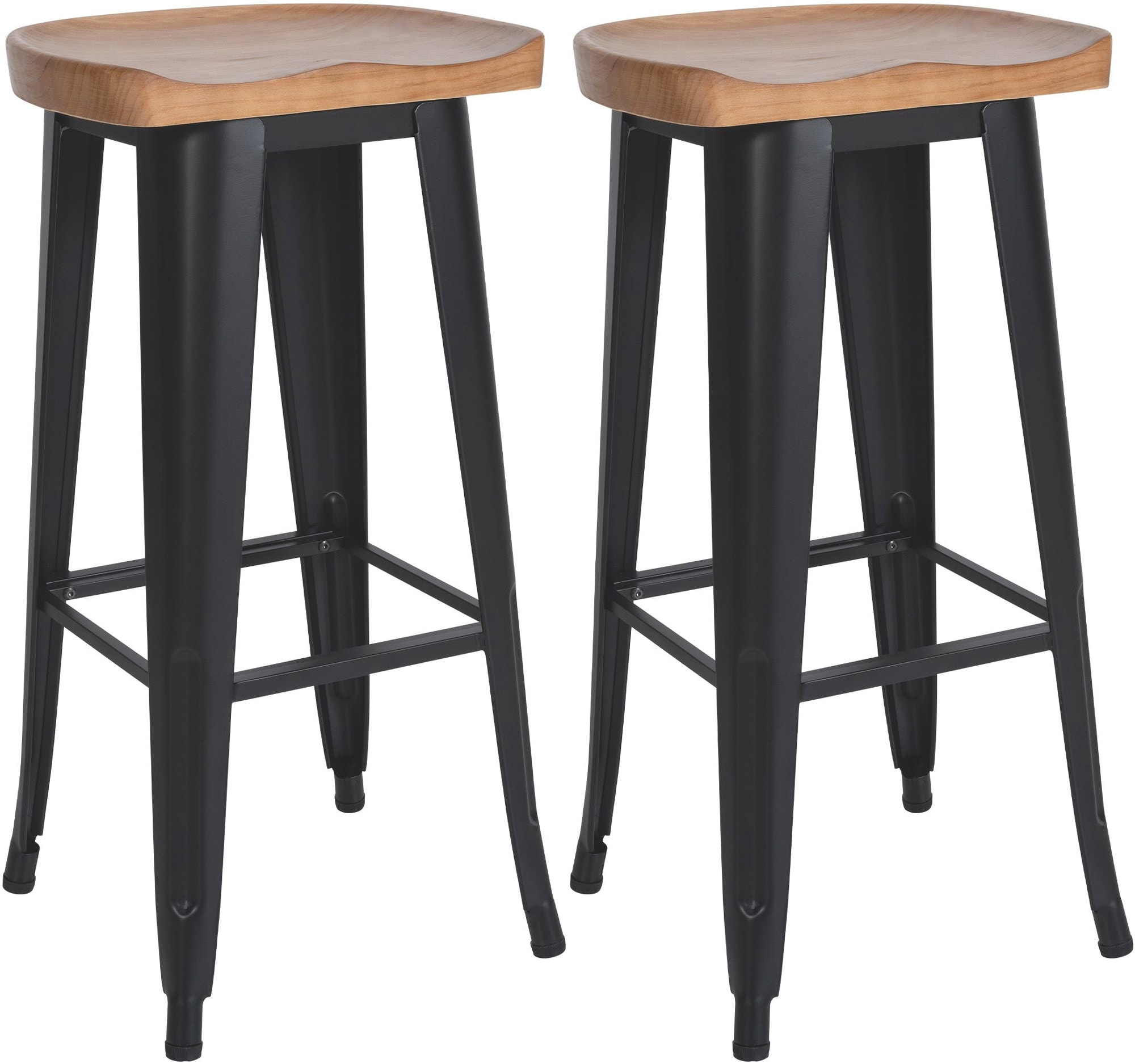 CLP 2er Set Barhocker Clara I Barst&uuml;hle mit Sitzen aus Massivholz I Tresenst&uuml;hle mit stabilen Vierfu&szlig;gestellen aus Metall - Bild 1