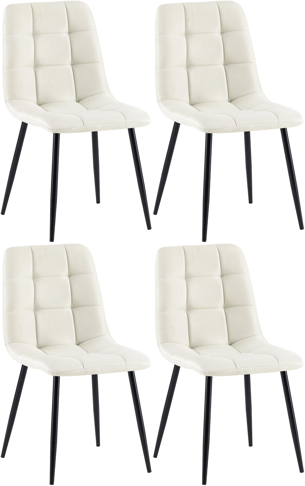 CLP Esszimmerstuhl 4er Set gepolstert Antibes, K&uuml;chenst&uuml;hle mit R&uuml;ckenlehnen und schwarzen Metallgestellen, Polsterst&uuml;hle bis 150 kg belastbar - Bild 1