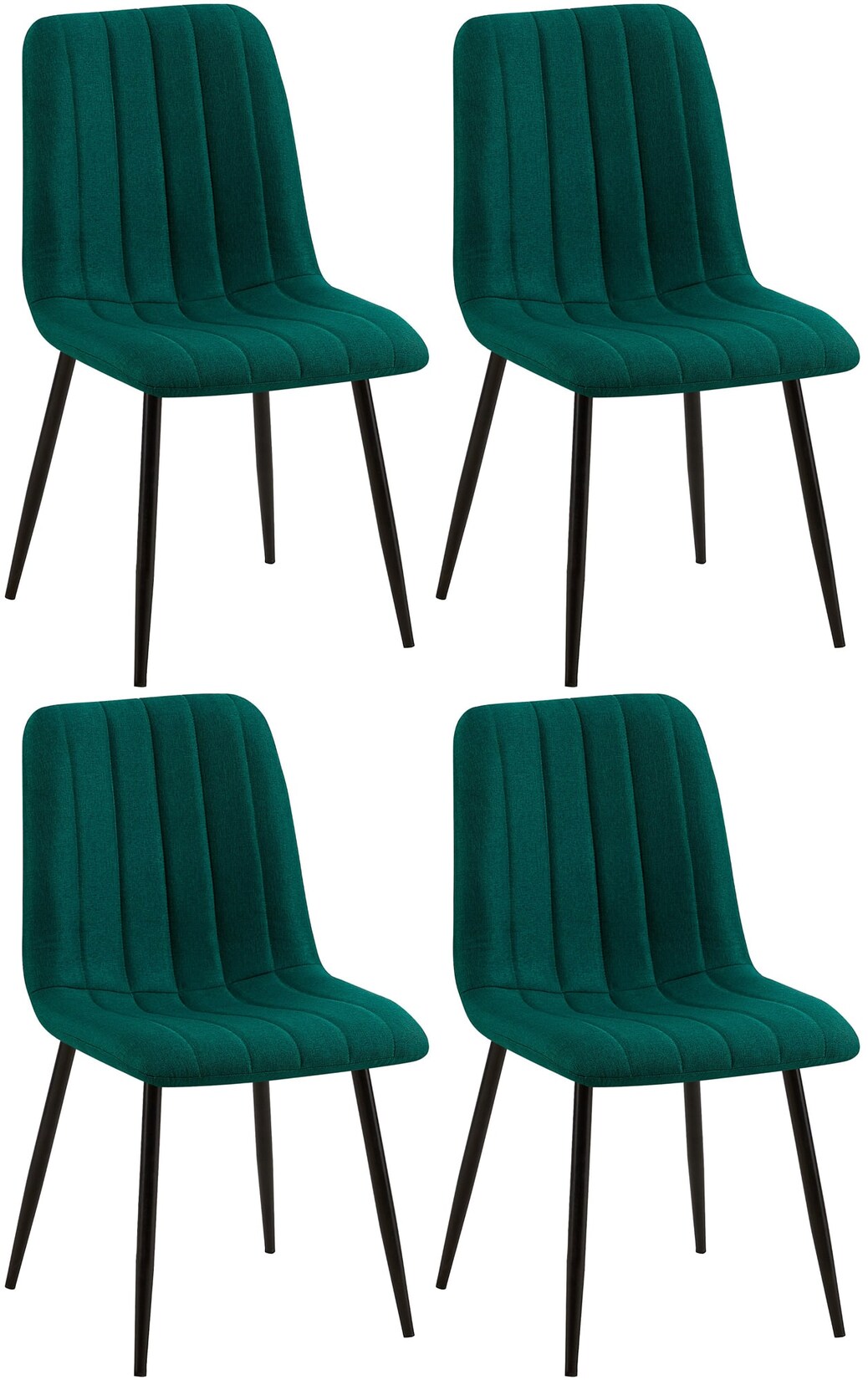 CLP 4er Set Esszimmerstuhl gepolstert Dijon, mit Ziernähten & Bodenschonern, Polsterstuhl für Esszimmer & Küche, belastbar bis 150 kg | 04255716307356