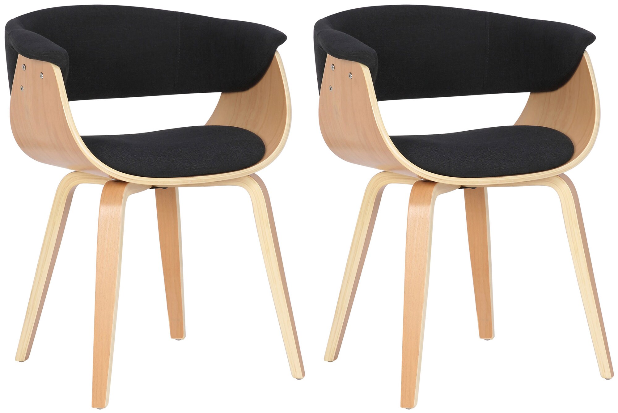 CLP 2er Set St&uuml;hle Bruce mit Stoffbezug I Esszimmerstuhl mit R&uuml;ckenlehne I Sessel Mit Polsterung und Holzgestell | Bis 150 kg belastbar - Bild 1