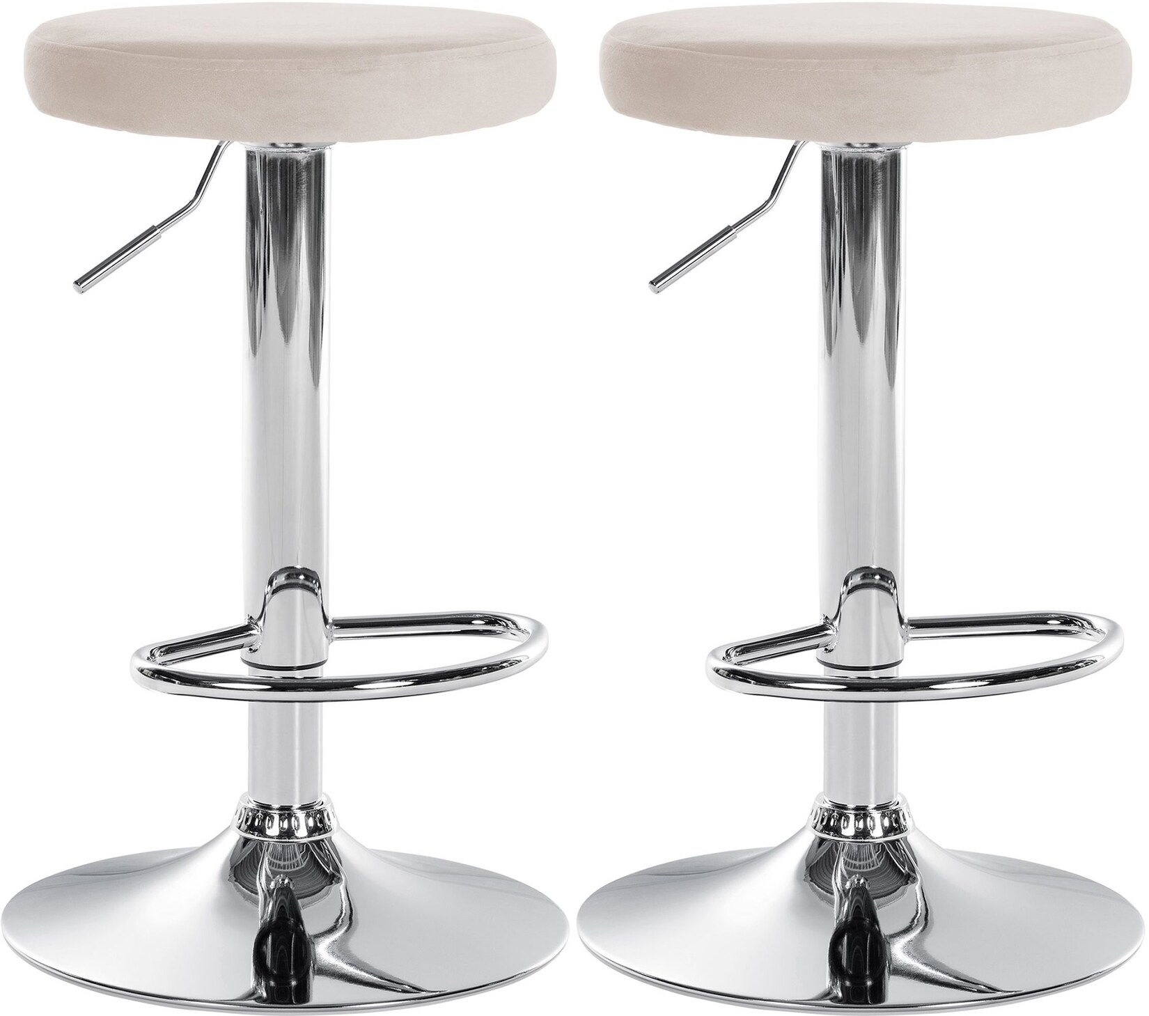 CLP 2er Set Barhocker Ponte Samt I Drehbarer Thekenhocker I Höhenverstellbarer Hocker I Küchenhocker mit Metallgestell