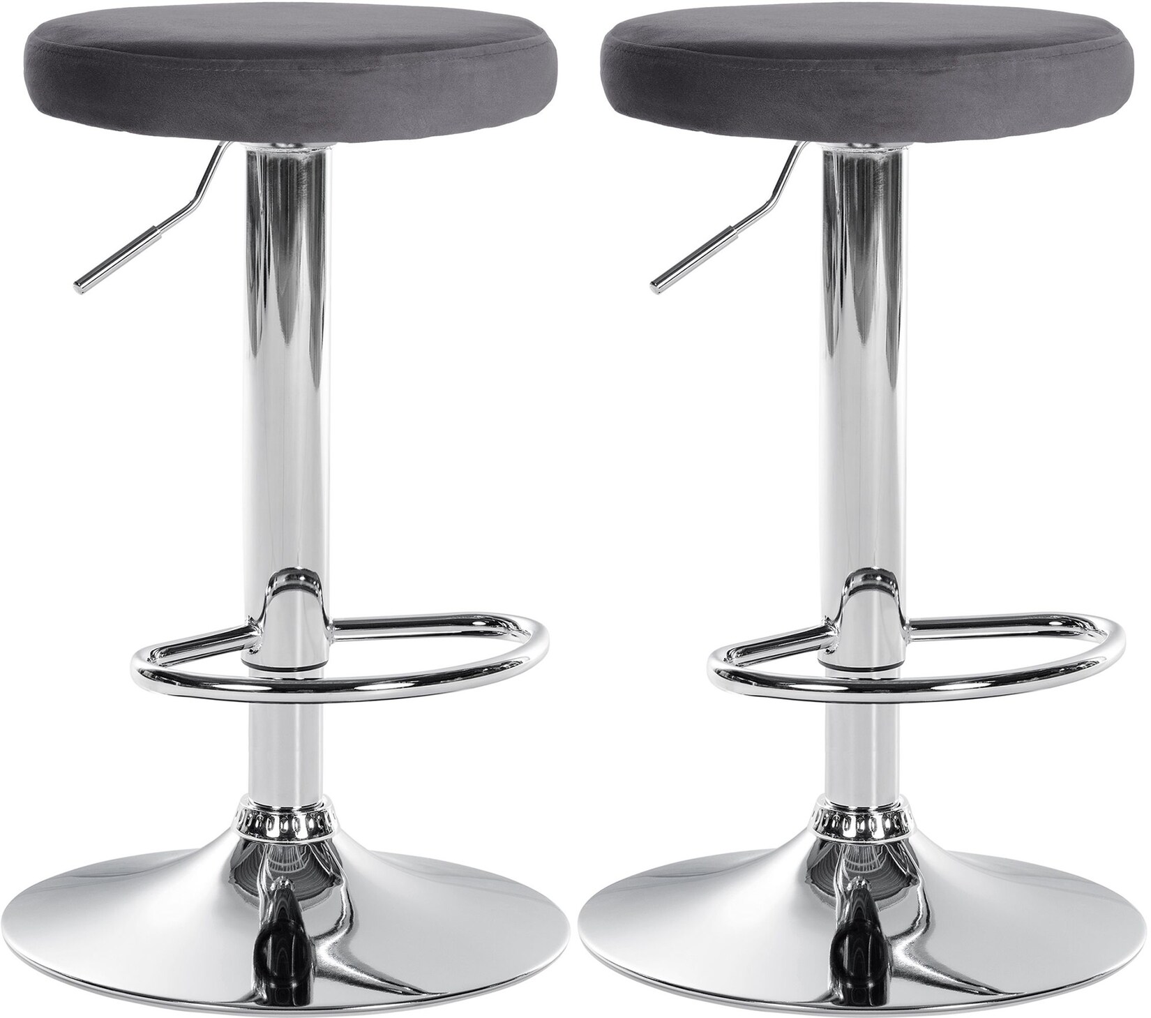 CLP 2er Set Barhocker Ponte Samt I Drehbarer Thekenhocker I Höhenverstellbarer Hocker I Küchenhocker mit Metallgestell