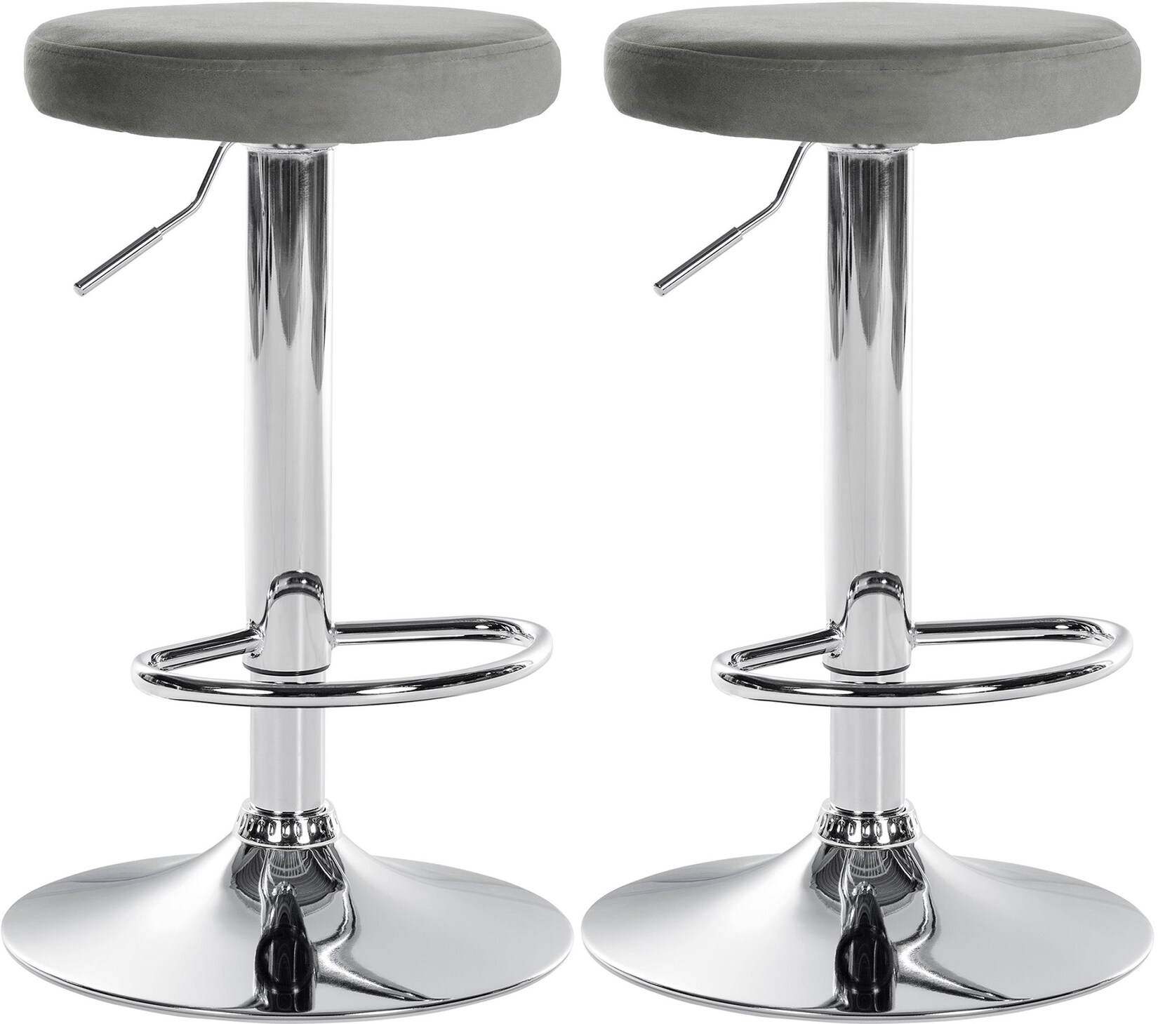 CLP 2er Set Barhocker Ponte Samt I Drehbarer Thekenhocker I Höhenverstellbarer Hocker I Küchenhocker mit Metallgestell