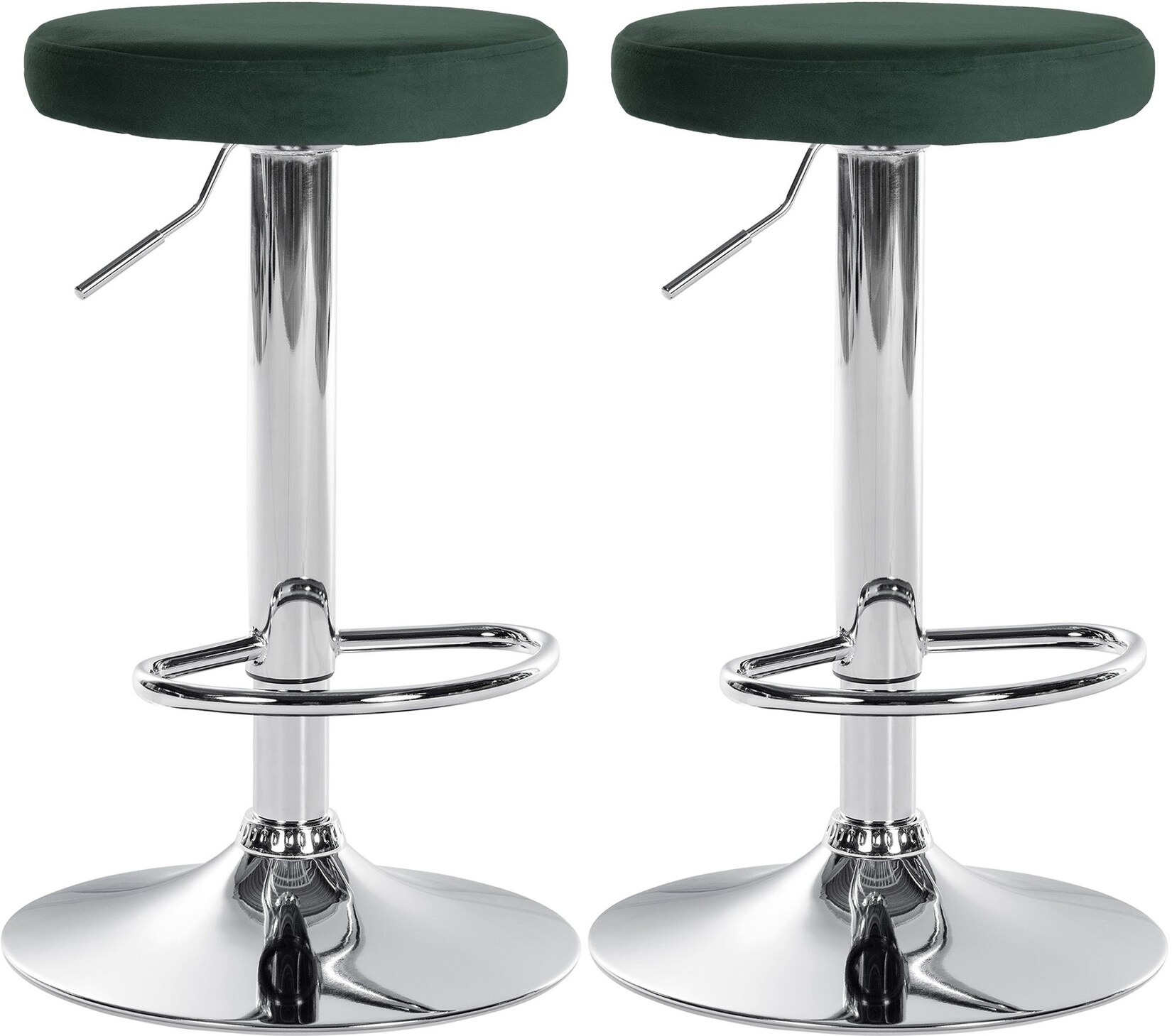 CLP 2er Set Barhocker Ponte Samt I Drehbarer Thekenhocker I Höhenverstellbarer Hocker I Küchenhocker mit Metallgestell