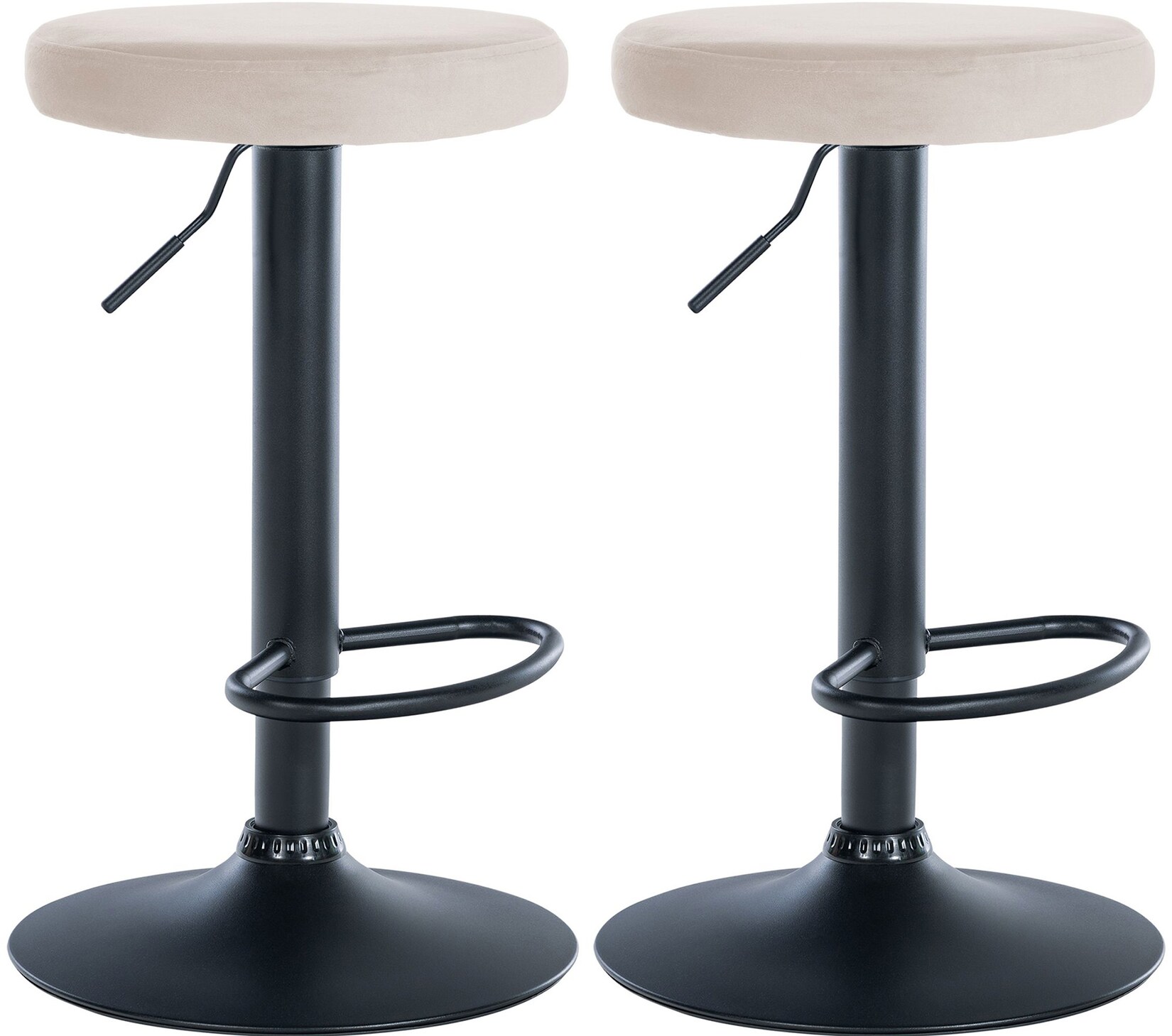 CLP 2er Set Barhocker Ponte Samt I Drehbarer Thekenhocker I Höhenverstellbarer Hocker I Küchenhocker mit Metallgestell