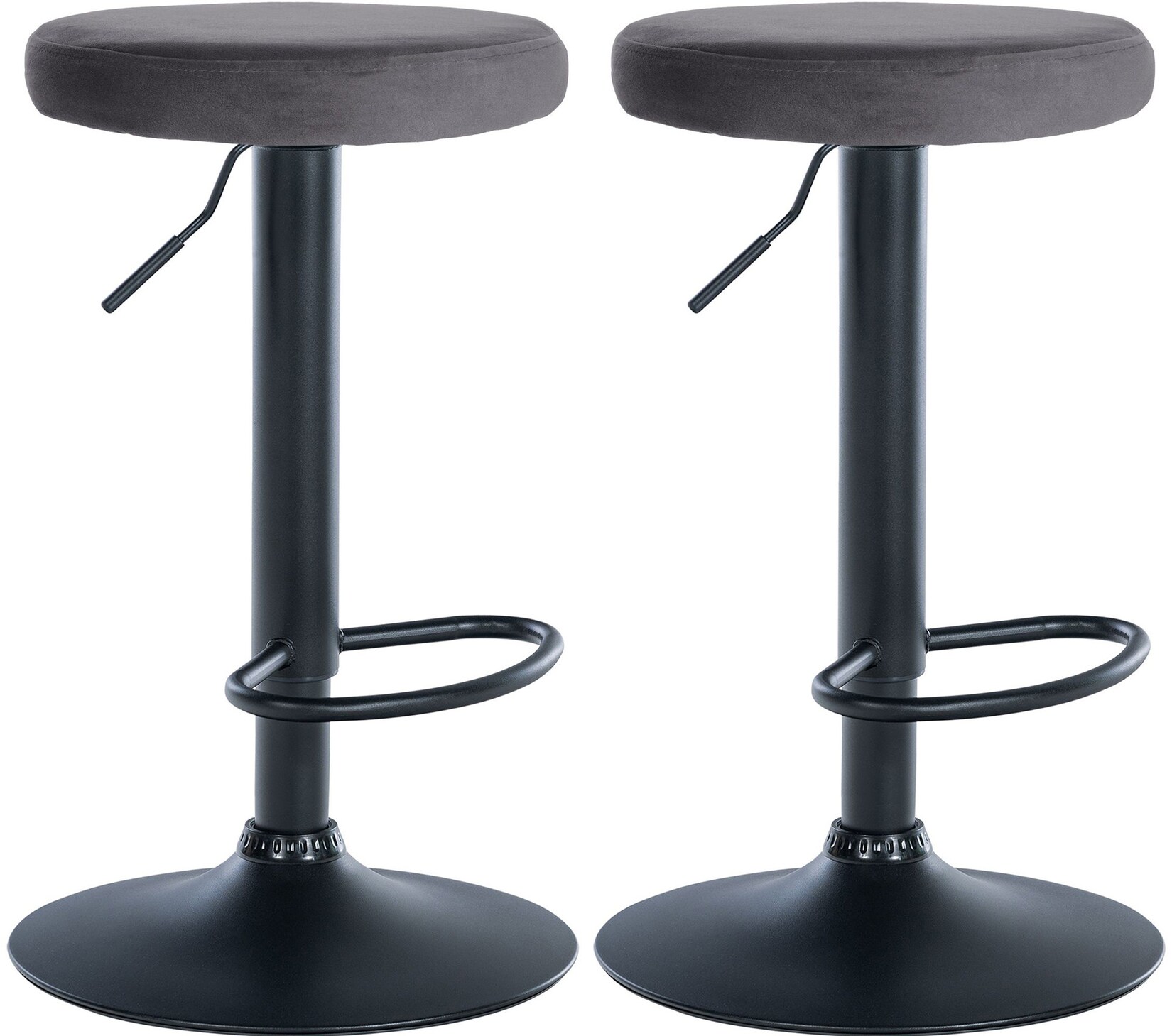 CLP 2er Set Barhocker Ponte Samt I Drehbarer Thekenhocker I Höhenverstellbarer Hocker I Küchenhocker mit Metallgestell