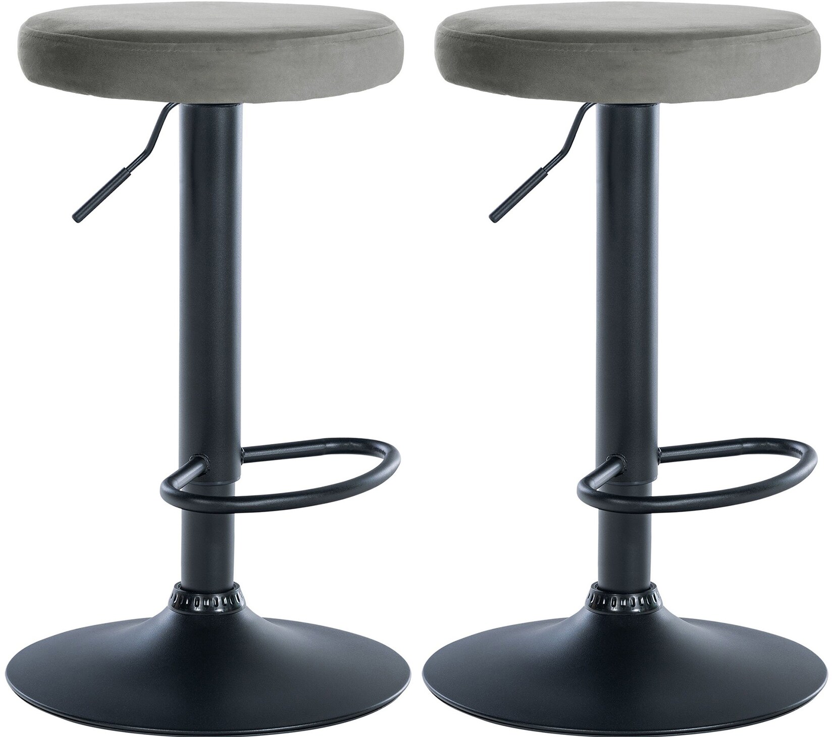 CLP 2er Set Barhocker Ponte Samt I Drehbarer Thekenhocker I Höhenverstellbarer Hocker I Küchenhocker mit Metallgestell