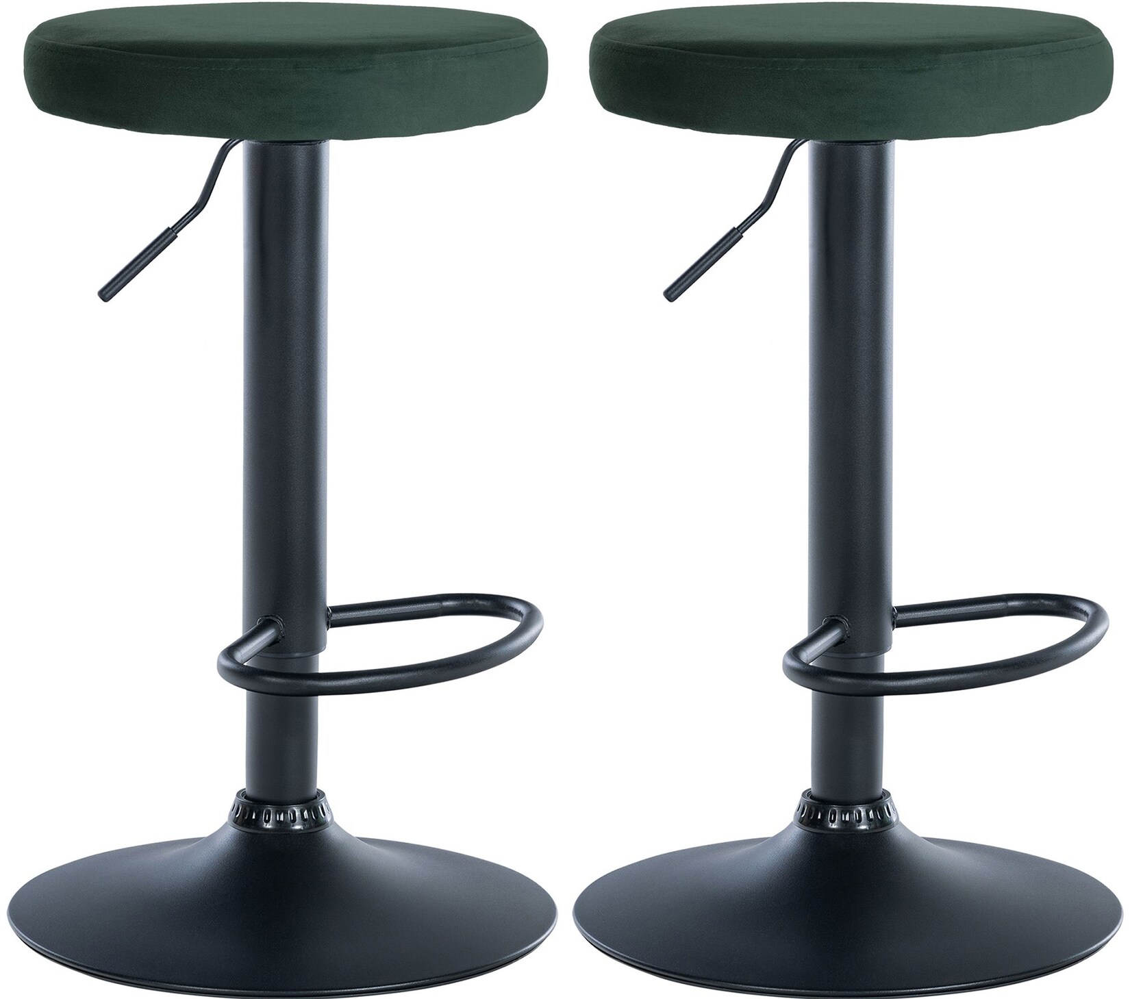 CLP 2er Set Barhocker Ponte Samt I Drehbarer Thekenhocker I Höhenverstellbarer Hocker I Küchenhocker mit Metallgestell