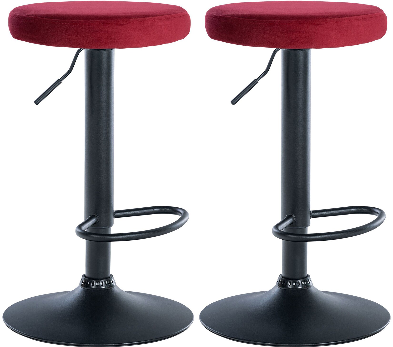 CLP 2er Set Barhocker Ponte Samt I Drehbarer Thekenhocker I Höhenverstellbarer Hocker I Küchenhocker mit Metallgestell