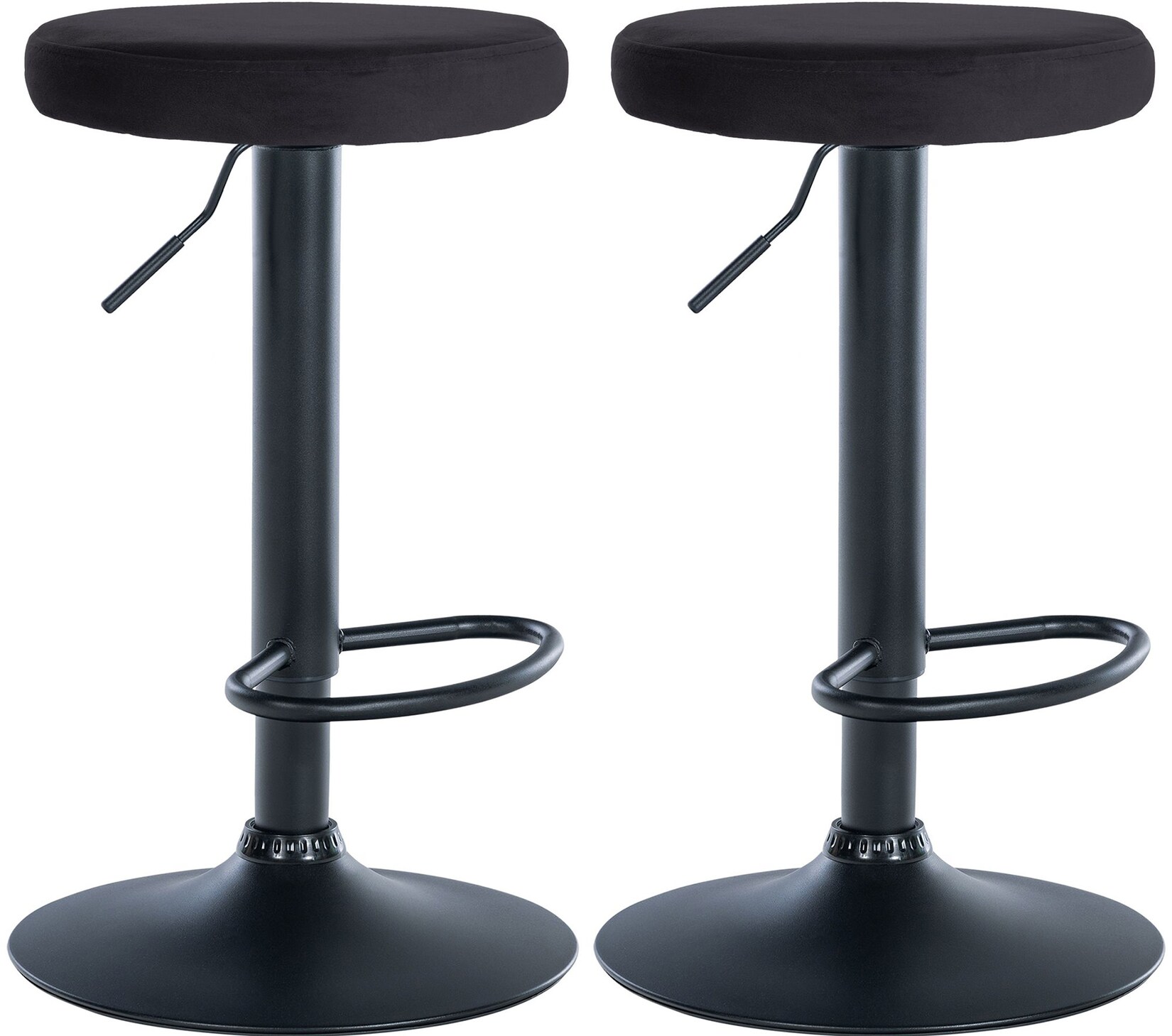 CLP 2er Set Barhocker Ponte Samt I Drehbarer Thekenhocker I Höhenverstellbarer Hocker I Küchenhocker mit Metallgestell