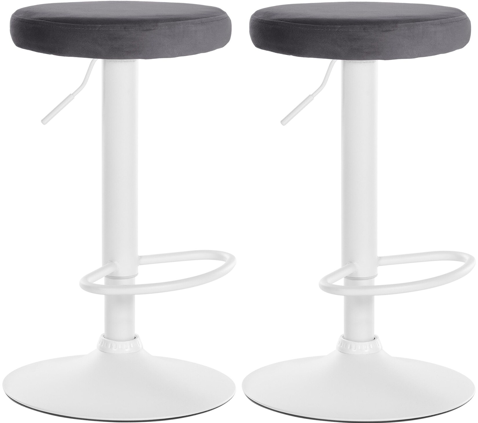 CLP 2er Set Barhocker Ponte Samt I Drehbarer Thekenhocker I Höhenverstellbarer Hocker I Küchenhocker mit Metallgestell