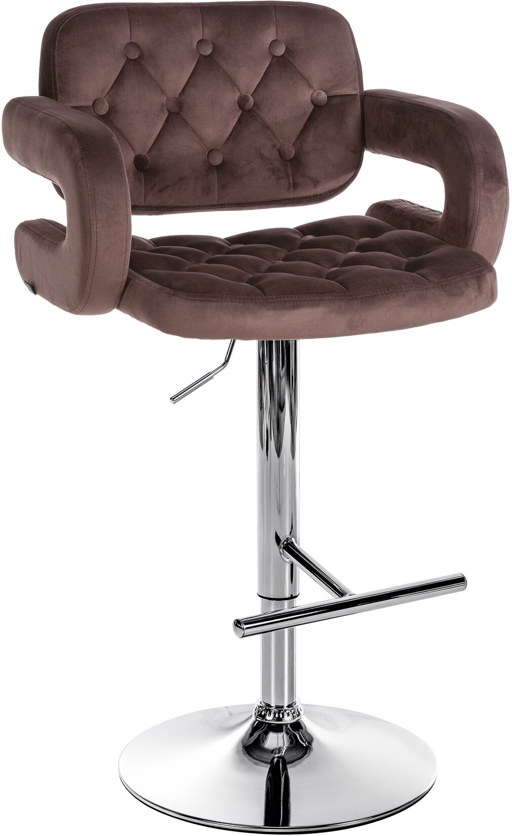 CLP Barhocker Dublin Samt chrom Farbe: braun, Material Gestell: Metall in Chromoptik