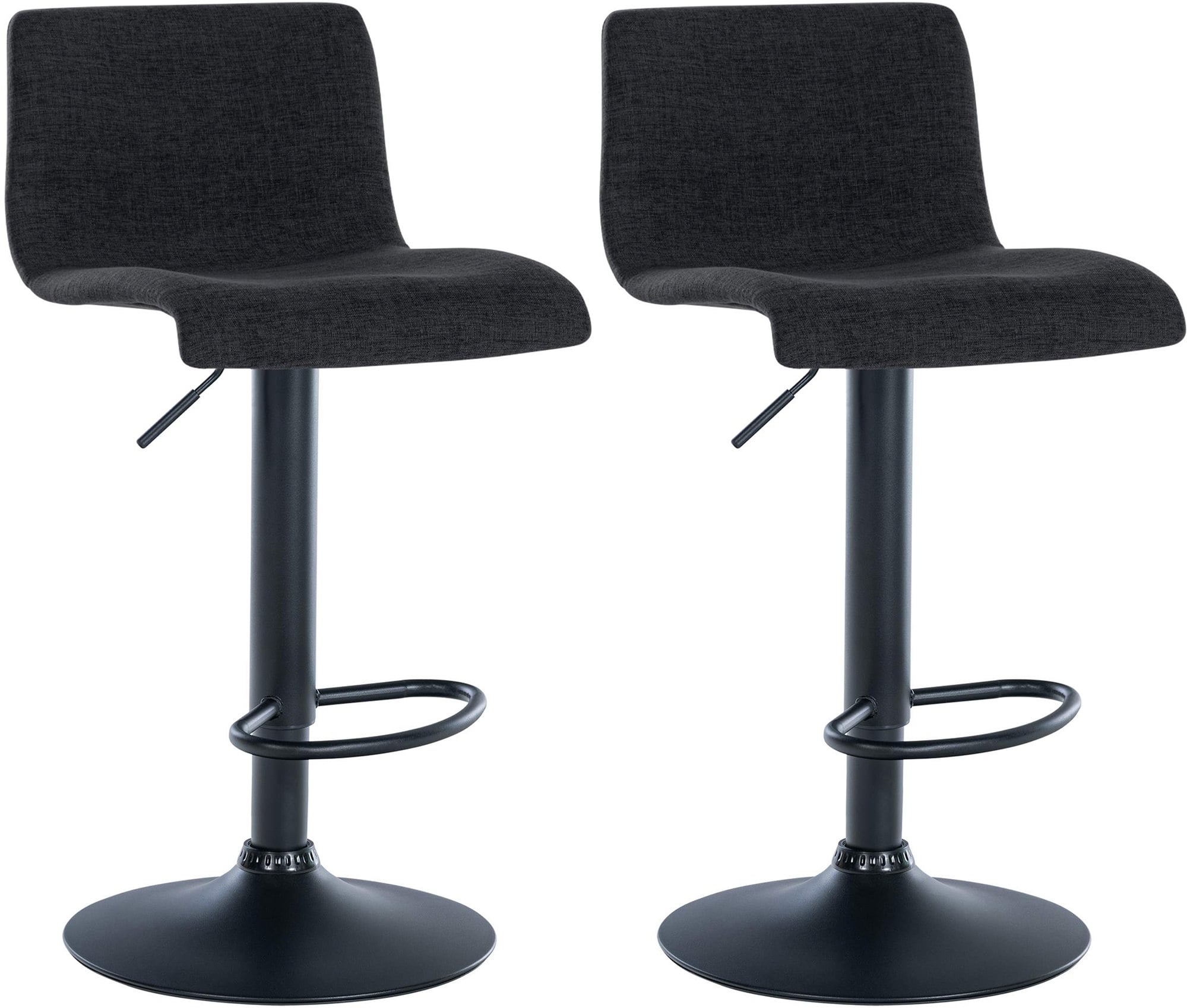 CLP 2er Set Barhocker Branford I Stoff I Kunststoff I H&ouml;henverstellbarer K&uuml;chenhocker I Thekenhocker Mit Integrierter Fu&szlig;st&uuml;tze - Bild 1